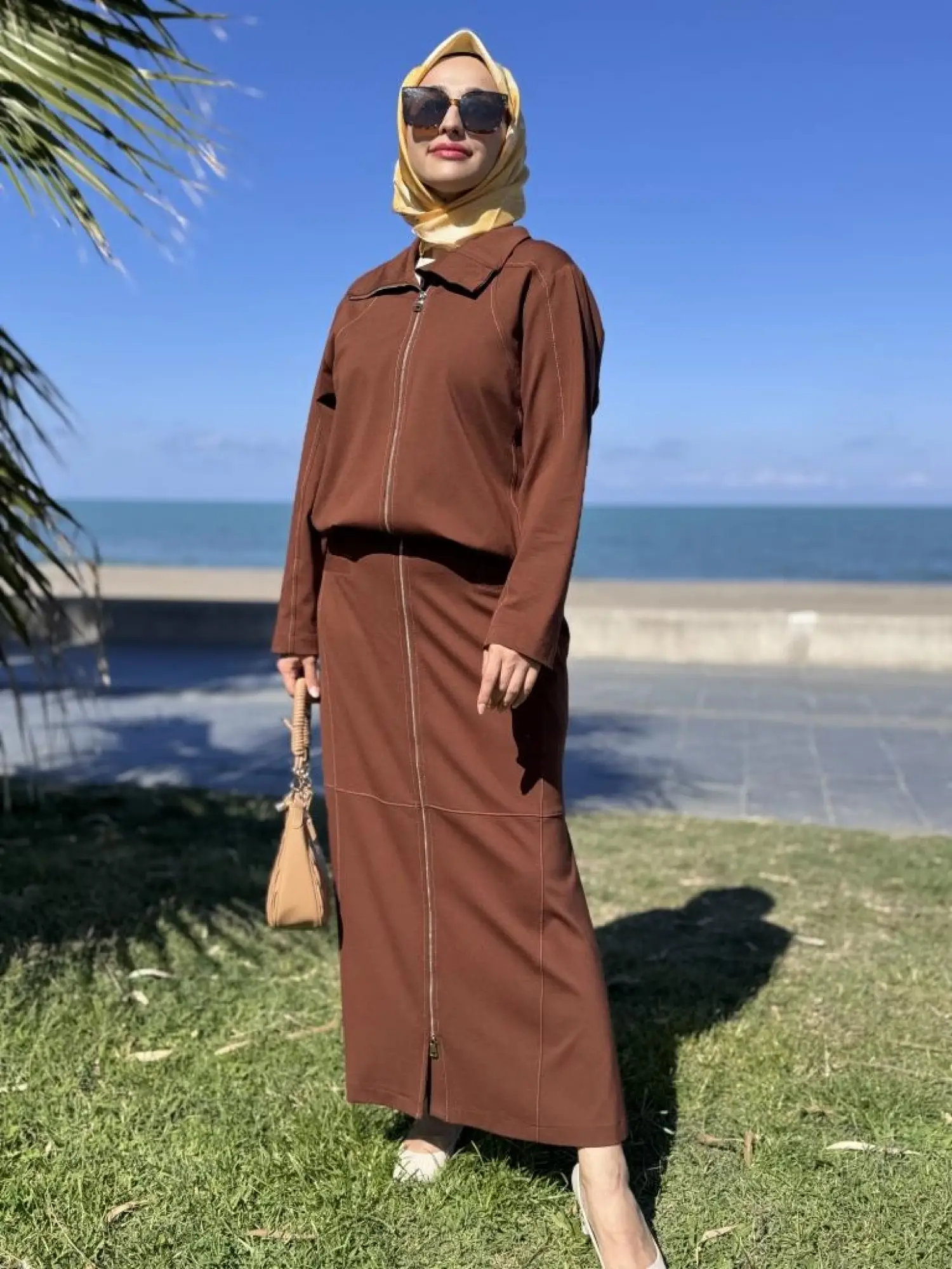 Misswhence Spor Dikişli Fermuarlı Ceket Etek Takım 38201