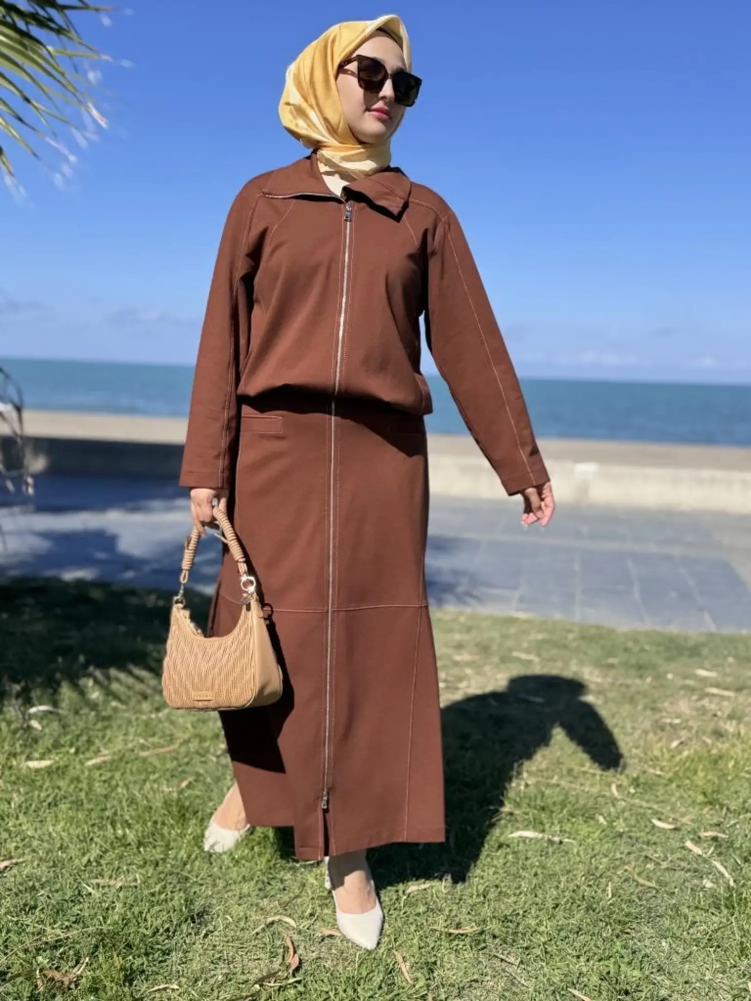 Misswhence Spor Dikişli Fermuarlı Ceket Etek Takım 38201