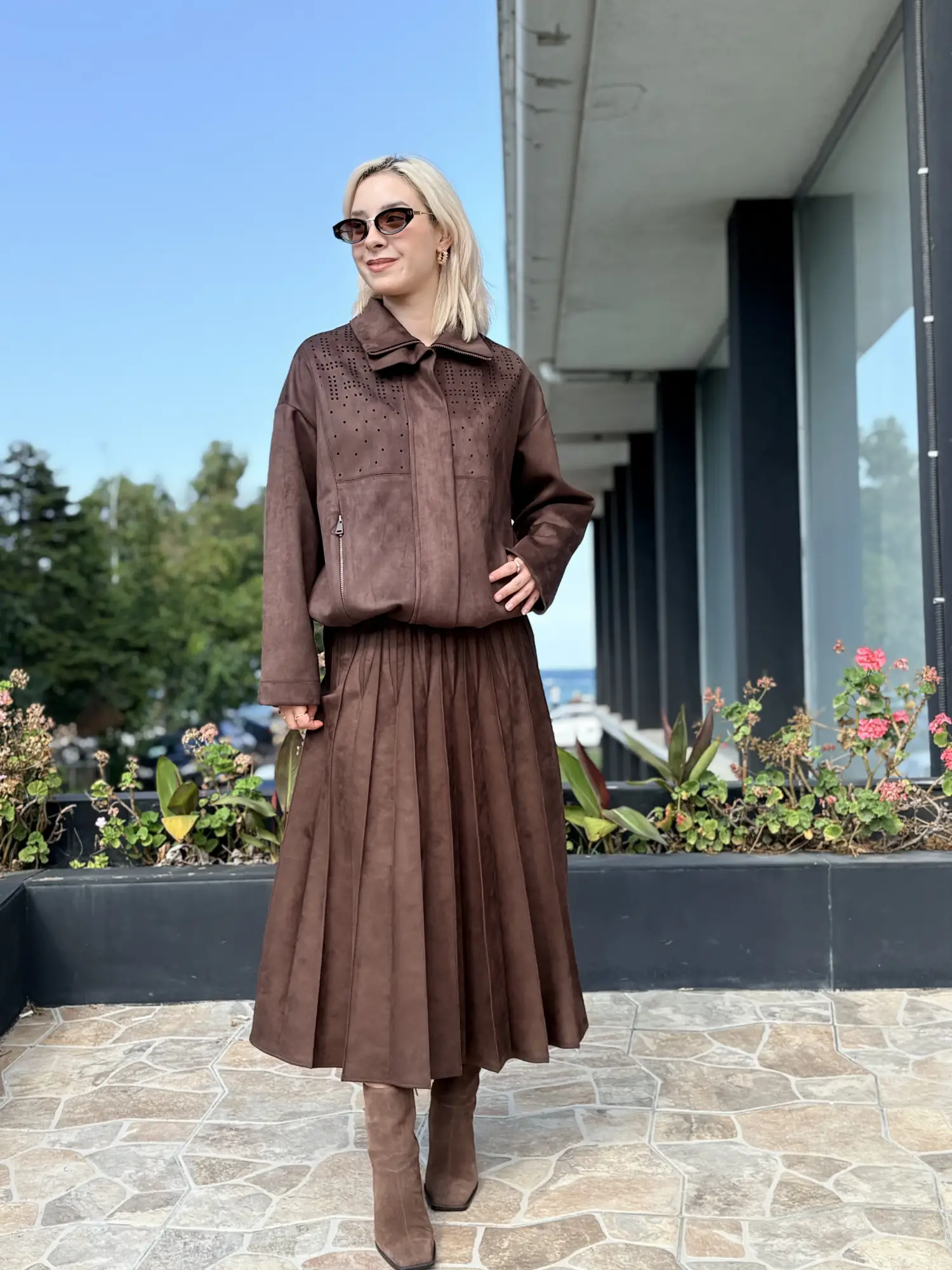 Misswhence Süet Plise Etek 40901