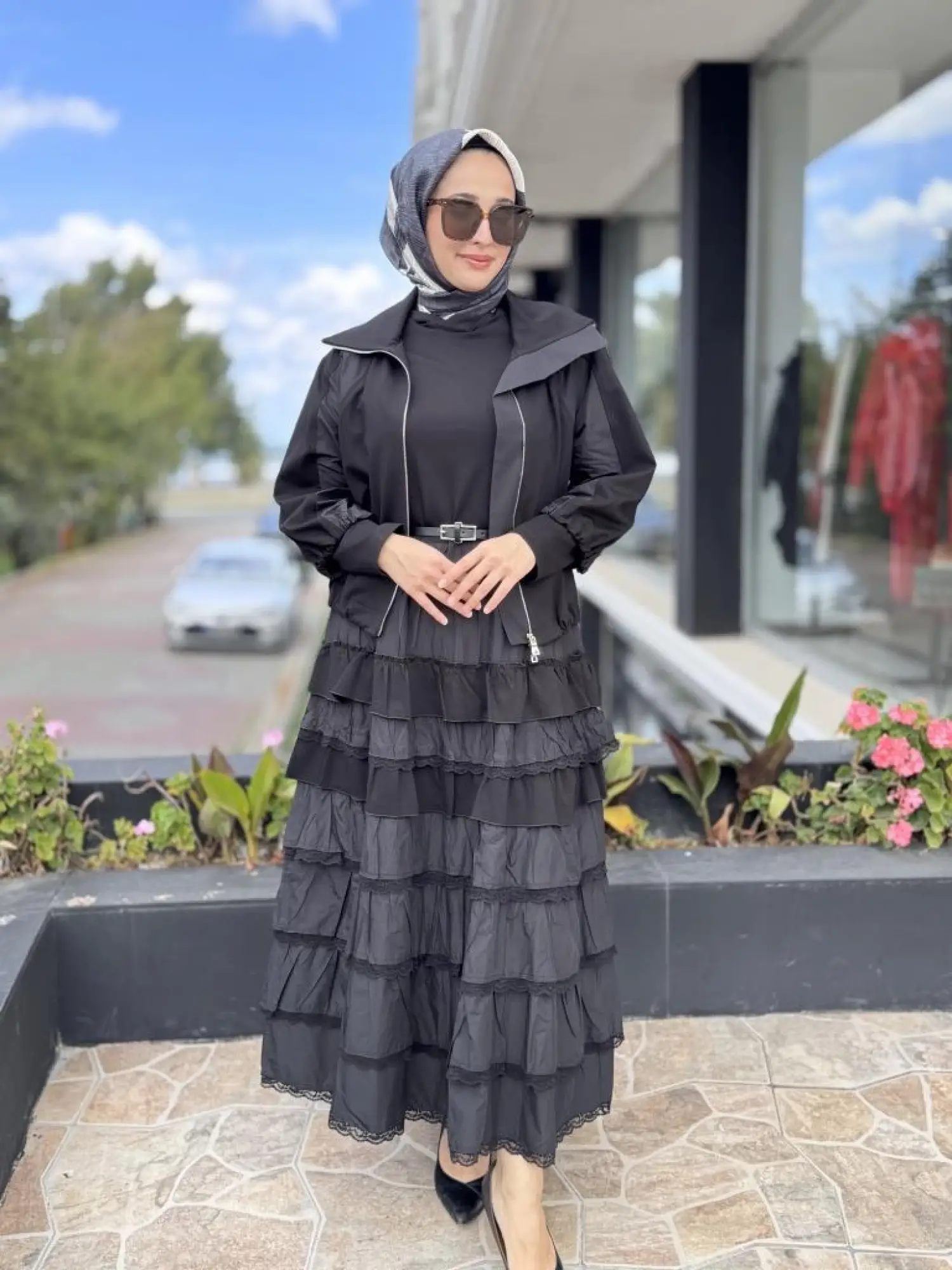 Misswhence Teknik Kumaş ve Fırfır Detaylı Ceket Elbise Takım 38807