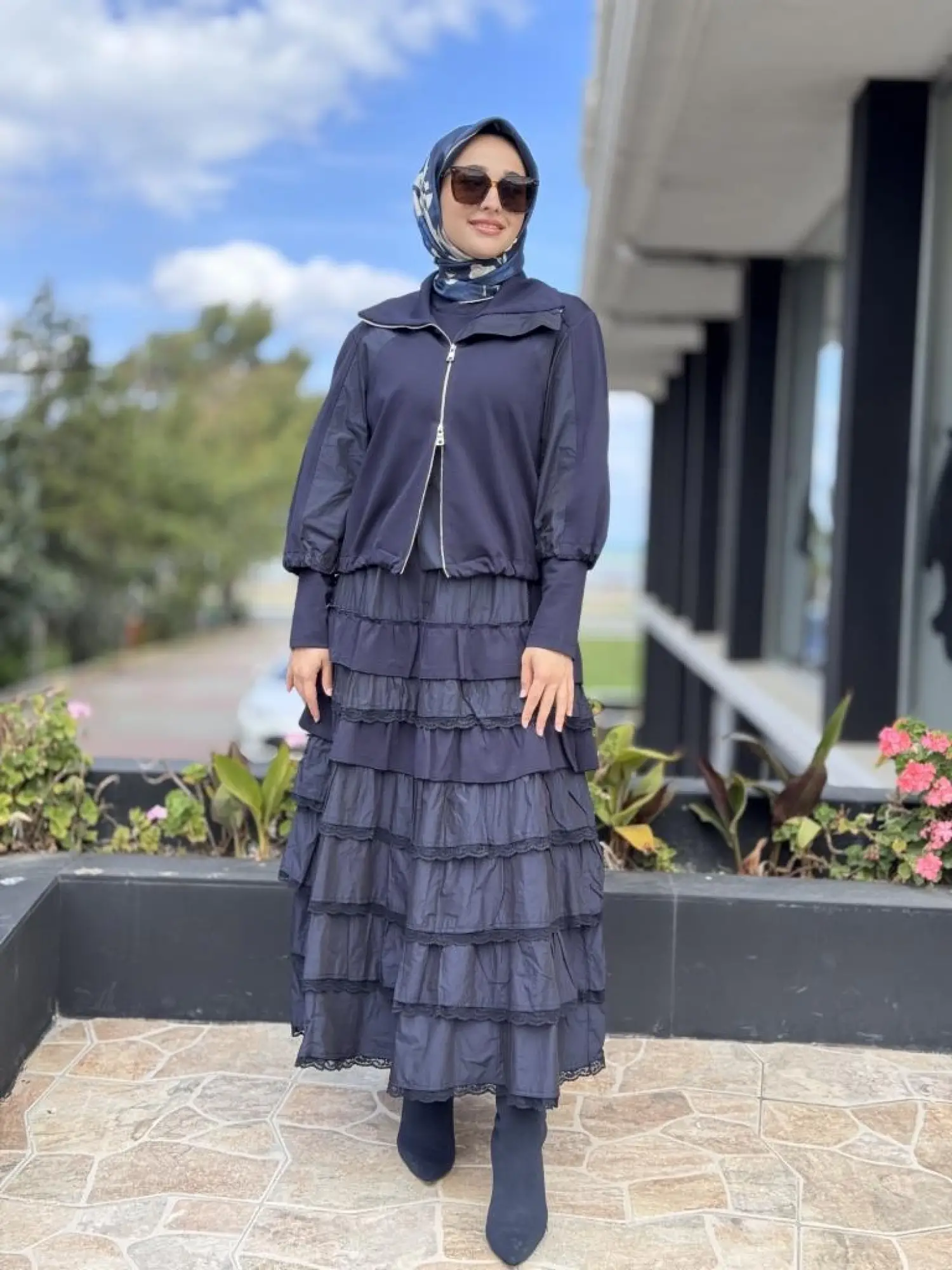 Misswhence Teknik Kumaş ve Fırfır Detaylı Ceket Elbise Takım 38807