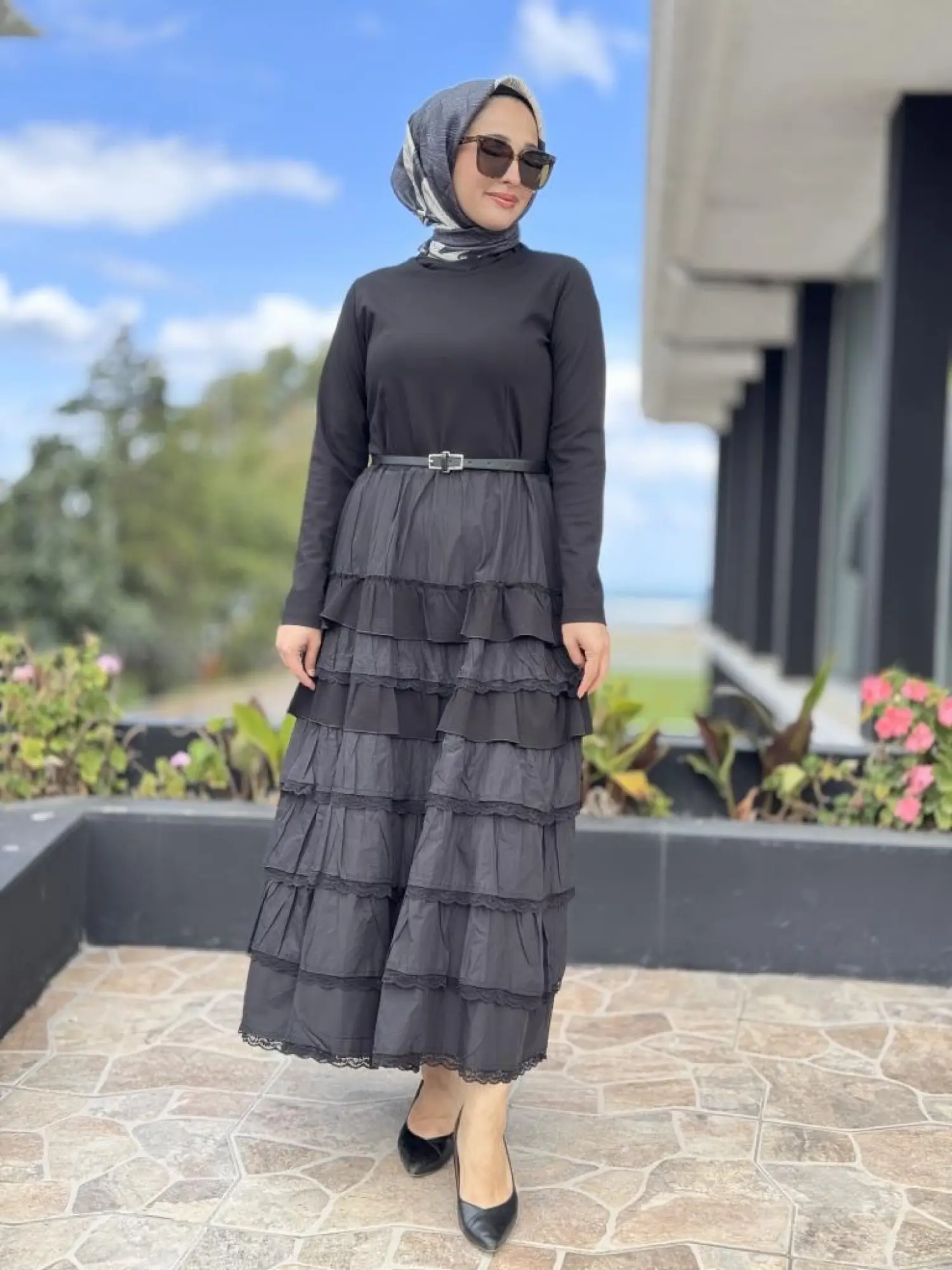 Misswhence Teknik Kumaş ve Fırfır Detaylı Ceket Elbise Takım 38807