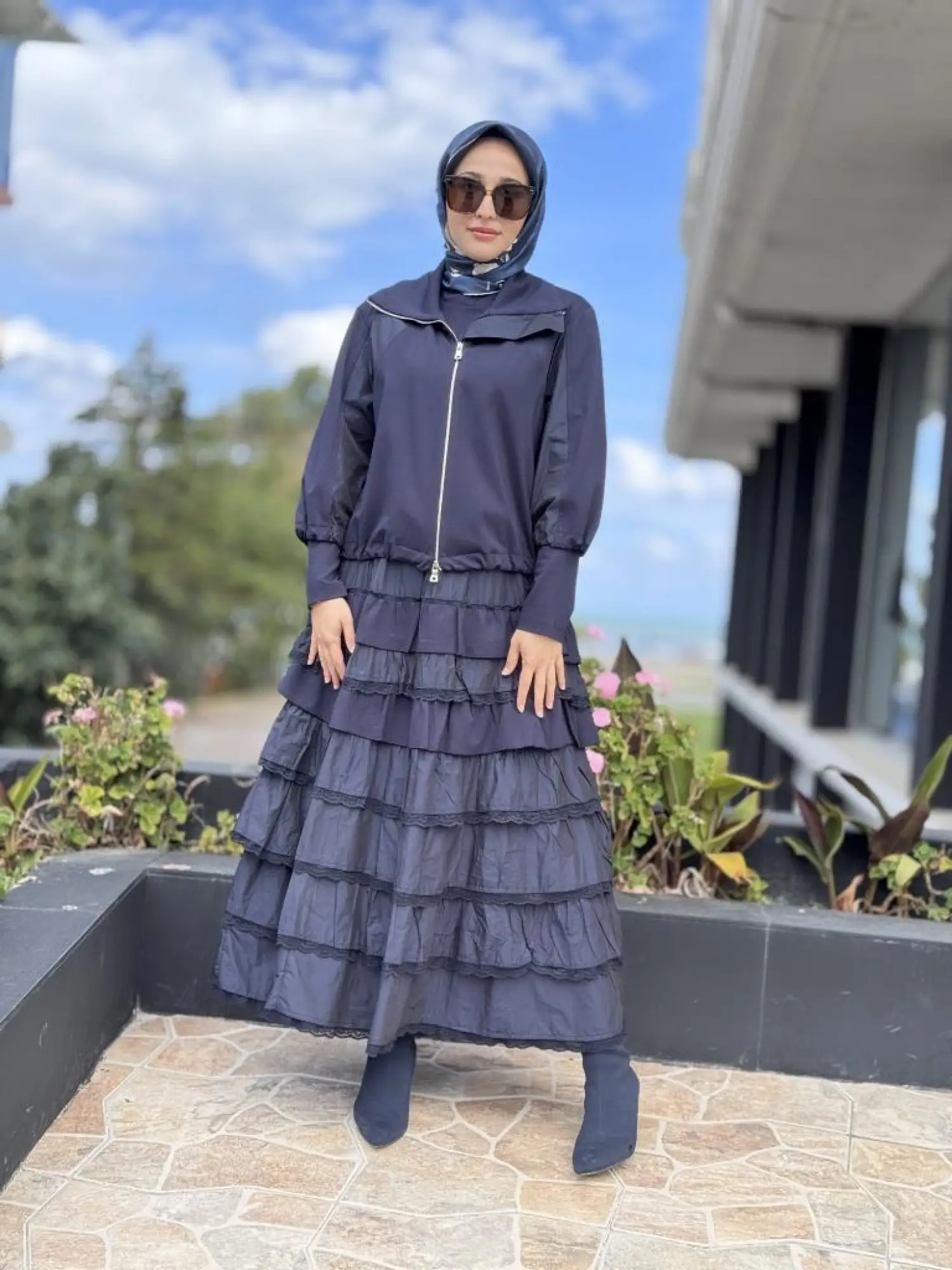 Misswhence Teknik Kumaş ve Fırfır Detaylı Ceket Elbise Takım 38807