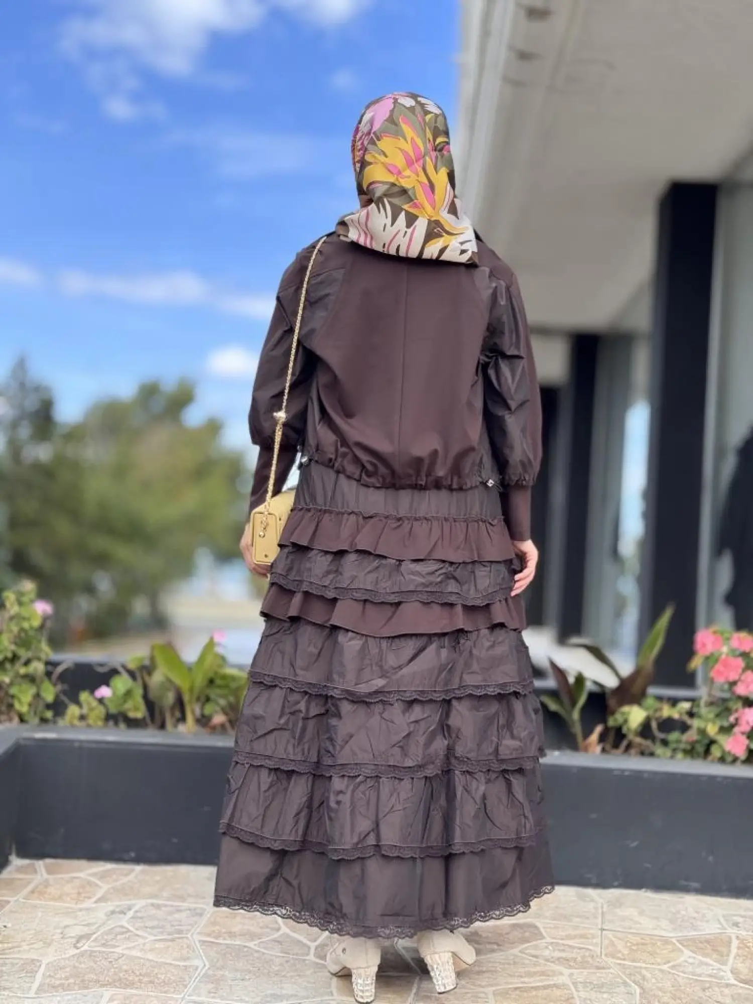 Misswhence Teknik Kumaş ve Fırfır Detaylı Ceket Elbise Takım 38807