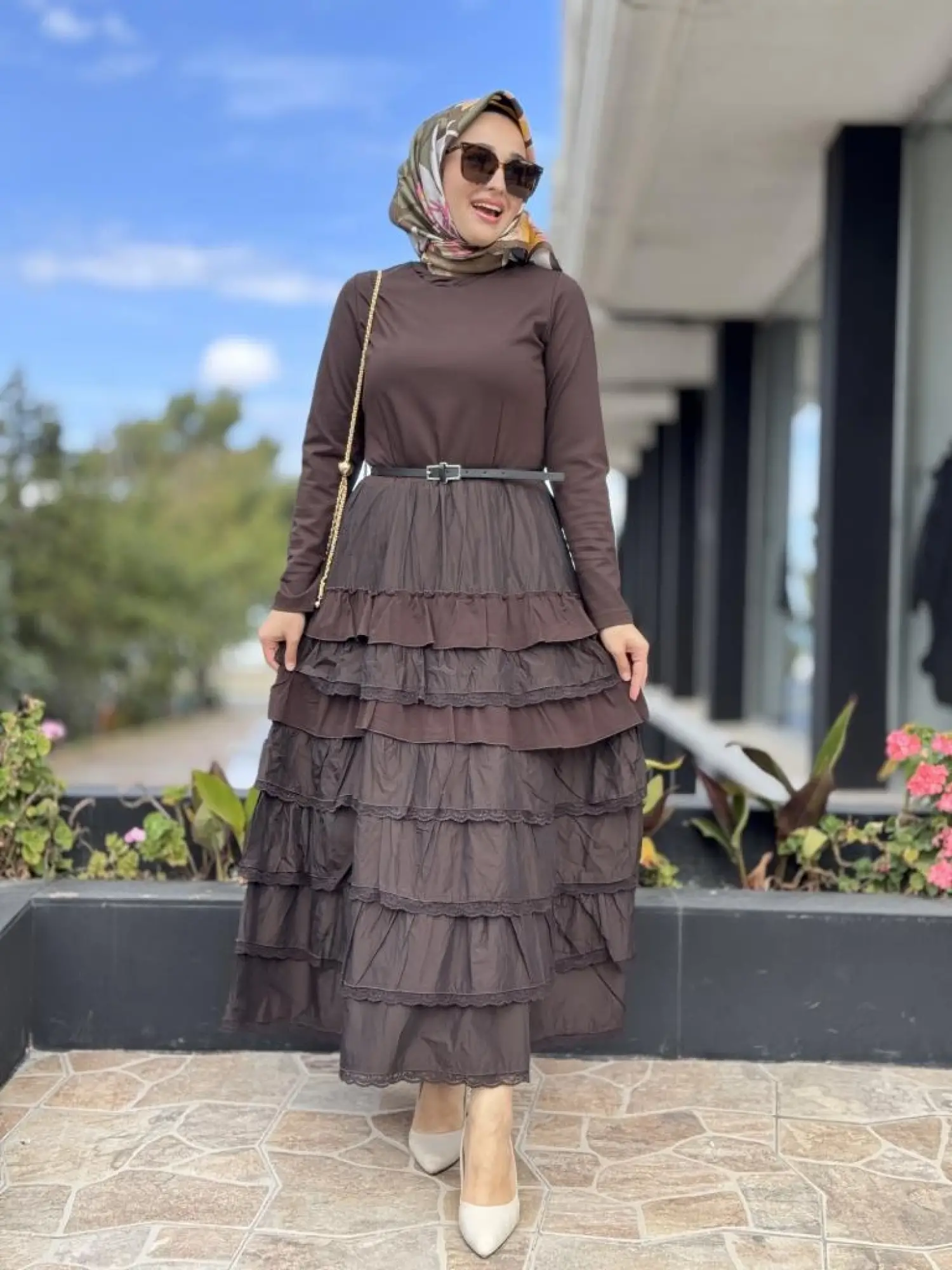 Misswhence Teknik Kumaş ve Fırfır Detaylı Ceket Elbise Takım 38807