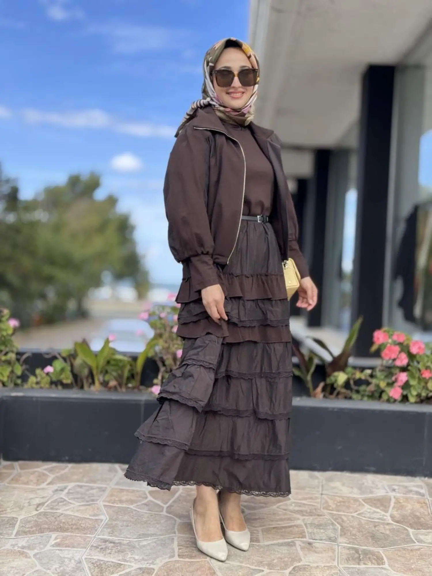 Misswhence Teknik Kumaş ve Fırfır Detaylı Ceket Elbise Takım 38807