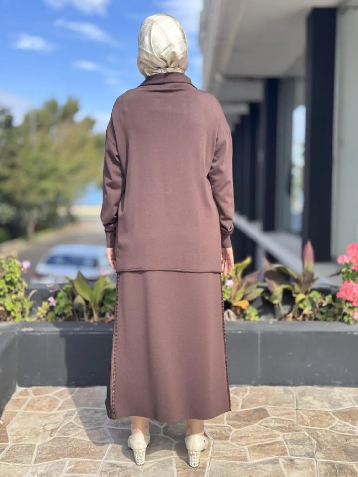 Misswhence Teknik Kumaş ve Şerit Kurdele Detaylı Triko Etek 38918