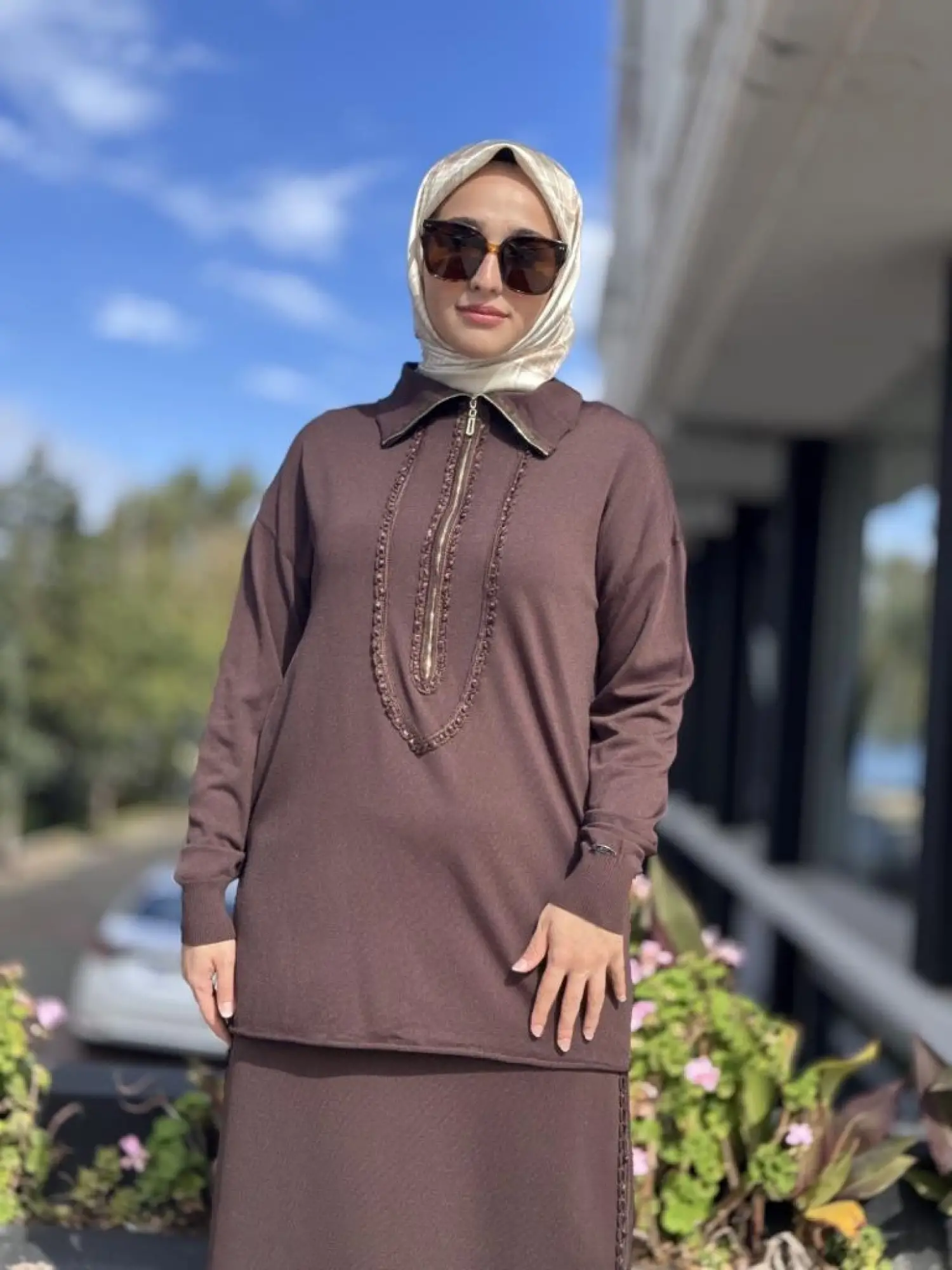 Misswhence Teknik Kumaş ve Şerit Kurdele Detaylı Triko Etek 38918