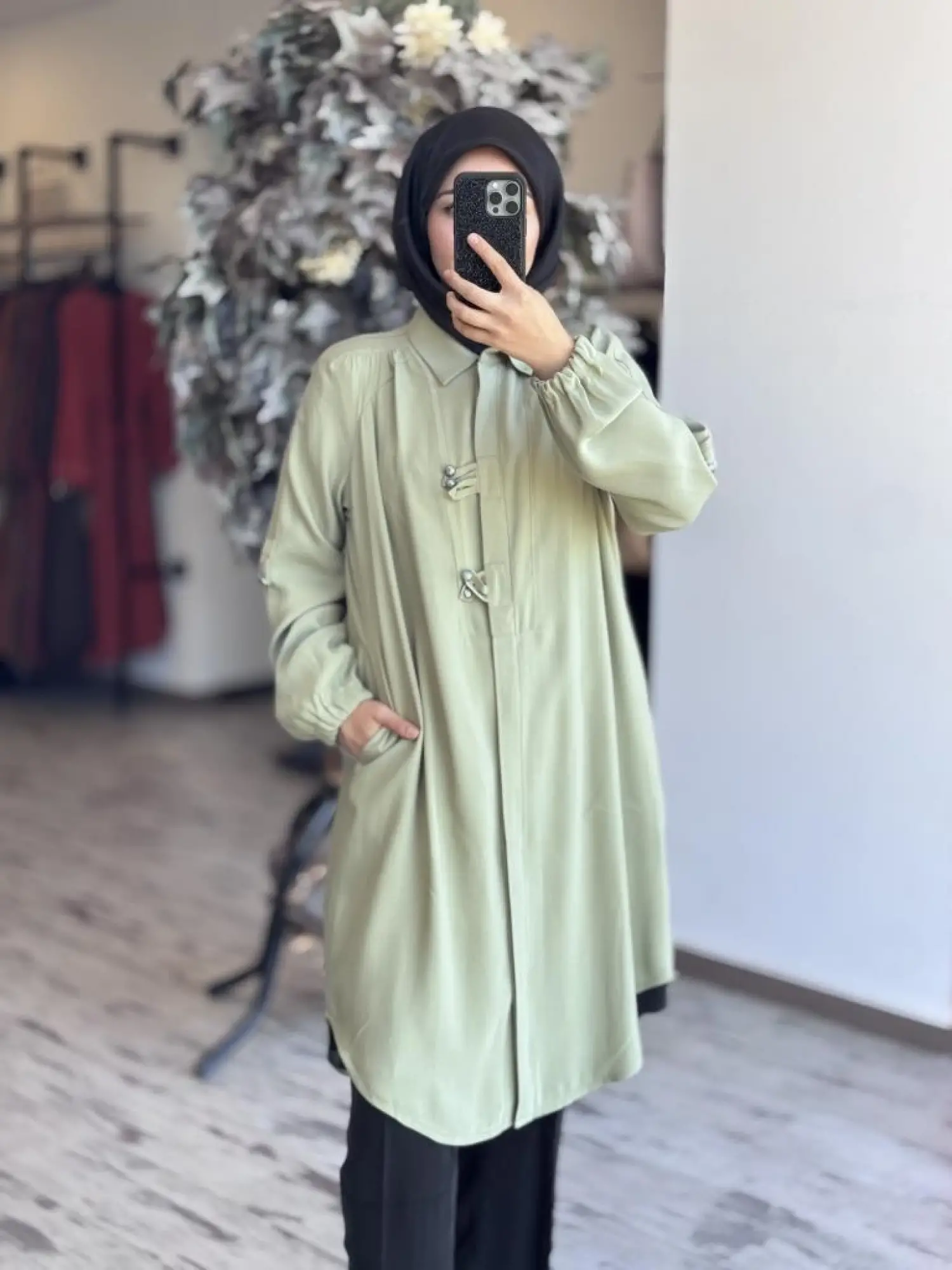 Misswhence Tencel Çıtçıtlı Gömlek / Kap