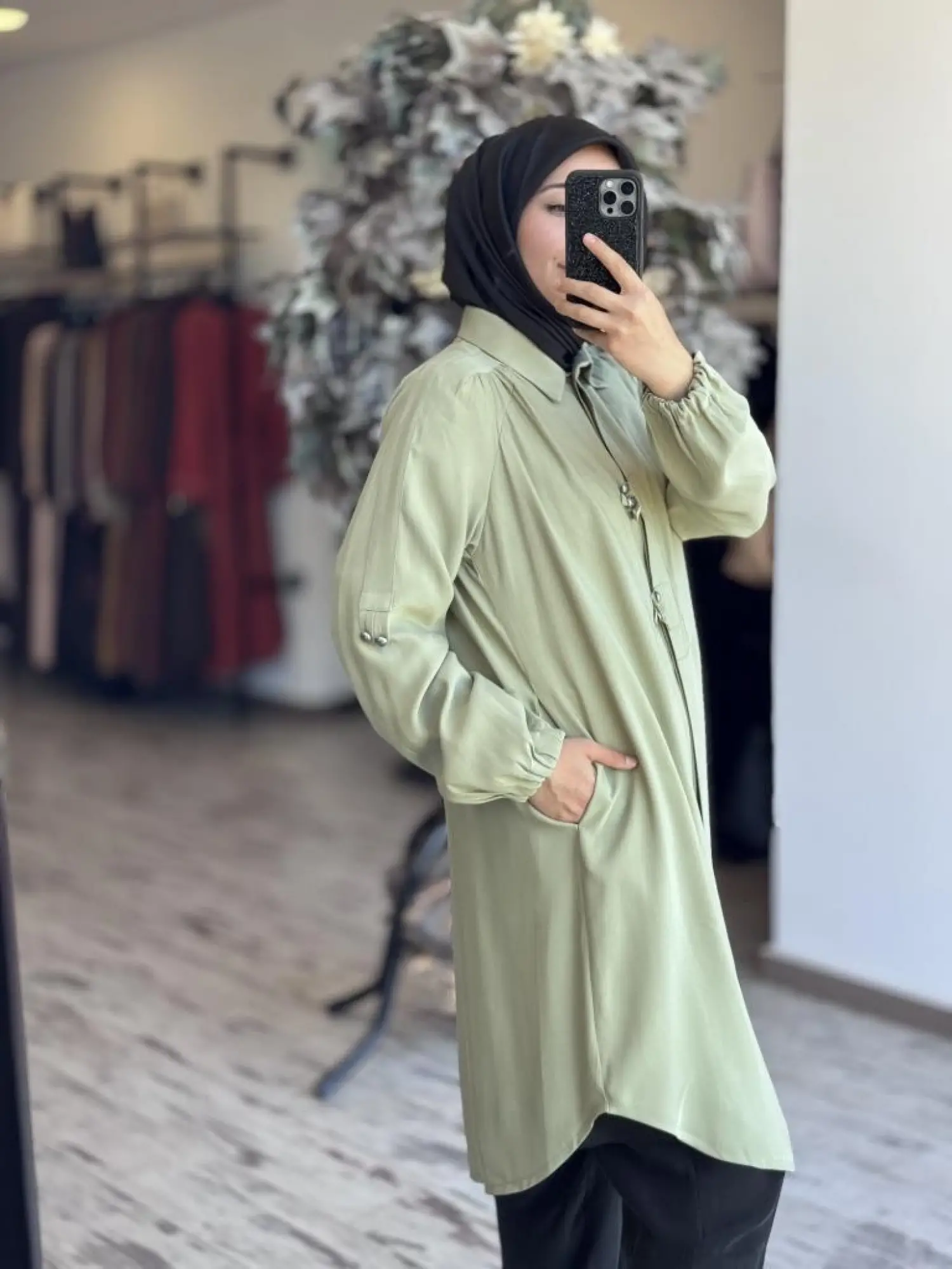 Misswhence Tencel Çıtçıtlı Gömlek / Kap