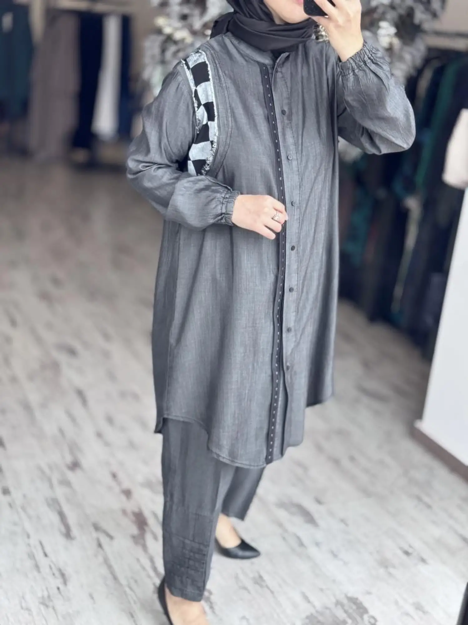 Misswhence Tencel Kot Gömlek Pantolon Takım 37307