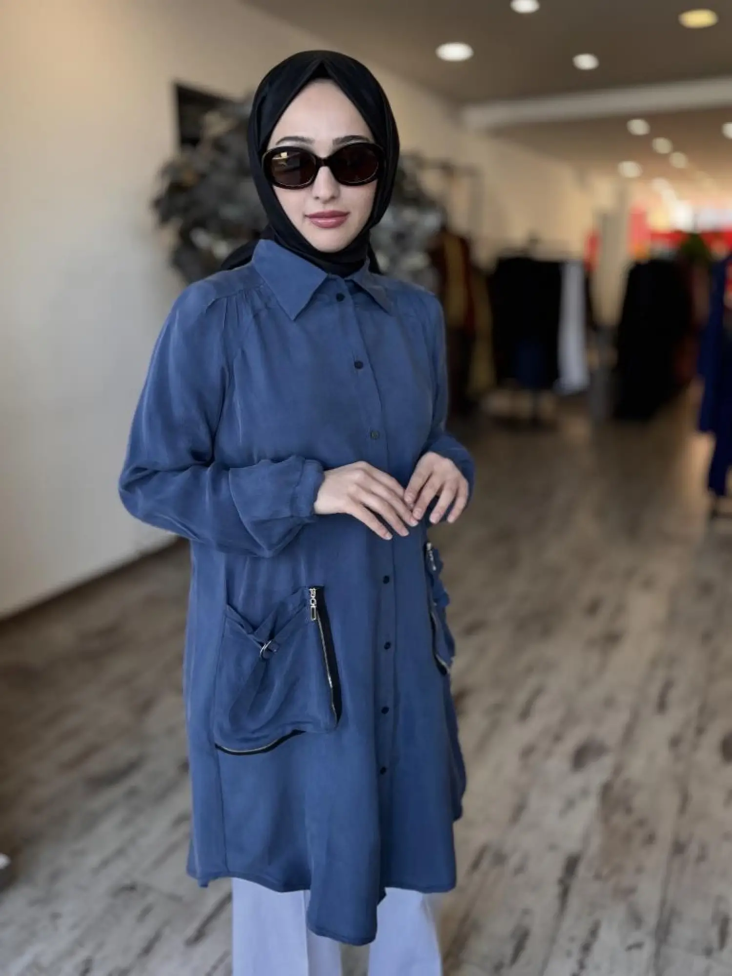 Misswhence Torba Cepli Çıtçıtlı Cupra İpek Gömlek 37302