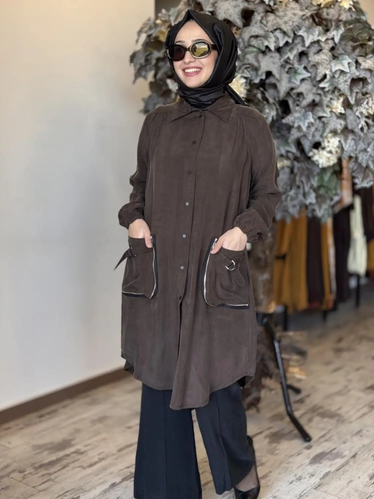 Misswhence Torba Cepli Çıtçıtlı Cupra İpek Gömlek 37302