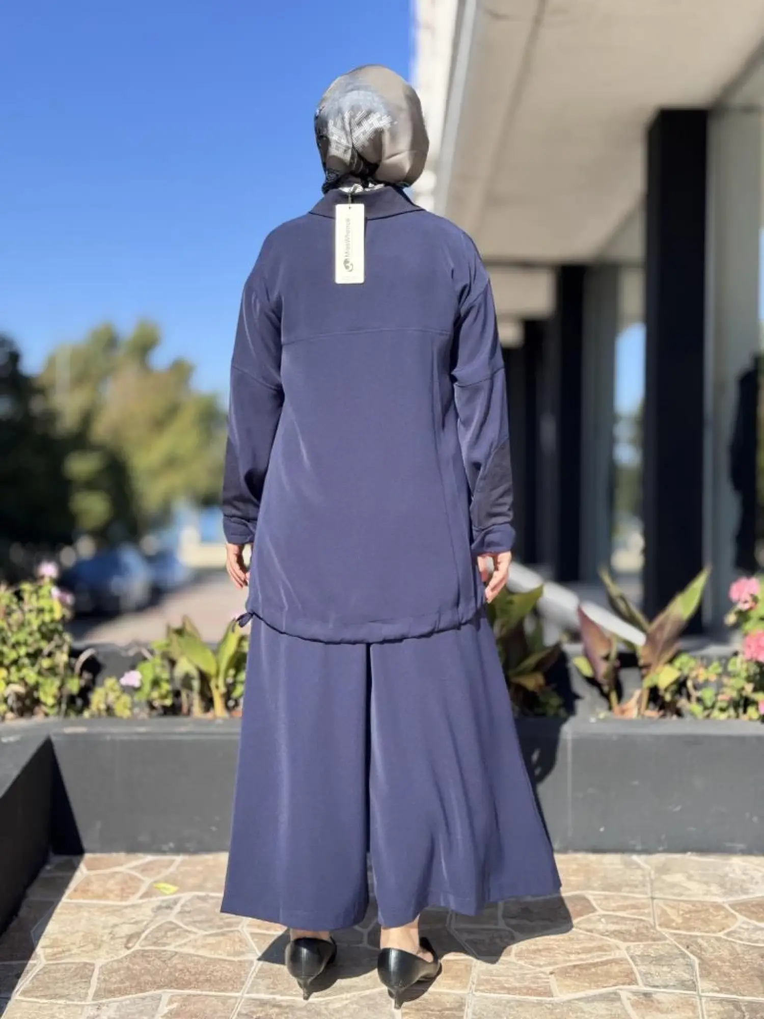 Misswhence Triko Detaylı Fermuar Yakalı Tunik Pantolon Takım 38008