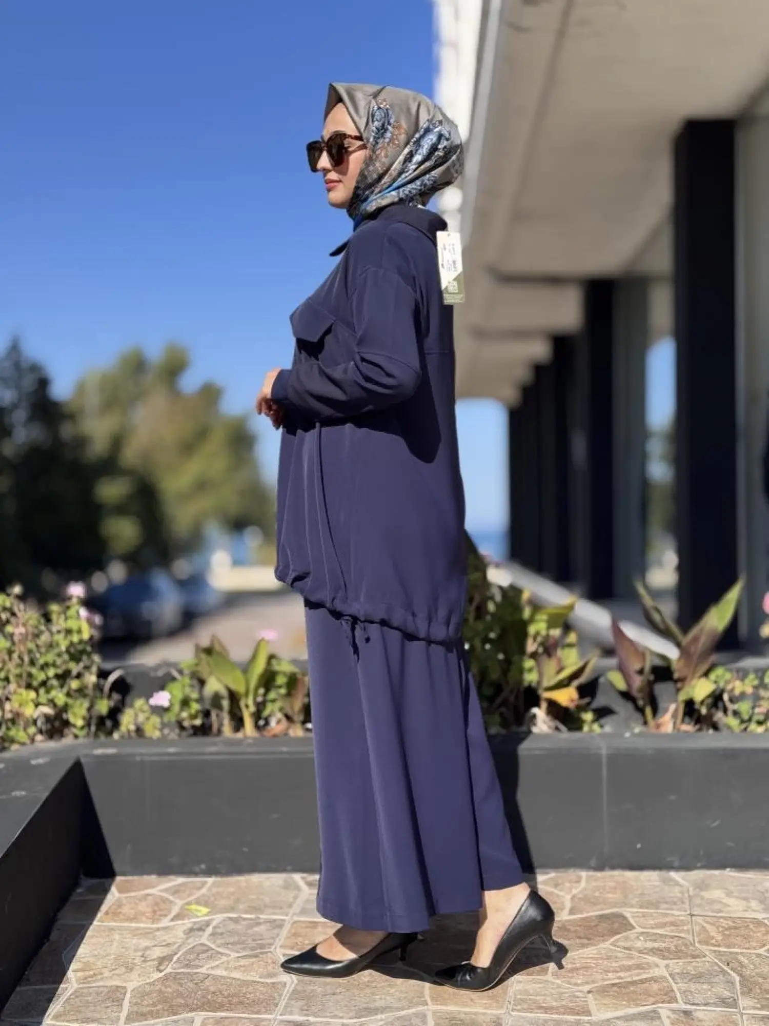 Misswhence Triko Detaylı Fermuar Yakalı Tunik Pantolon Takım 38008