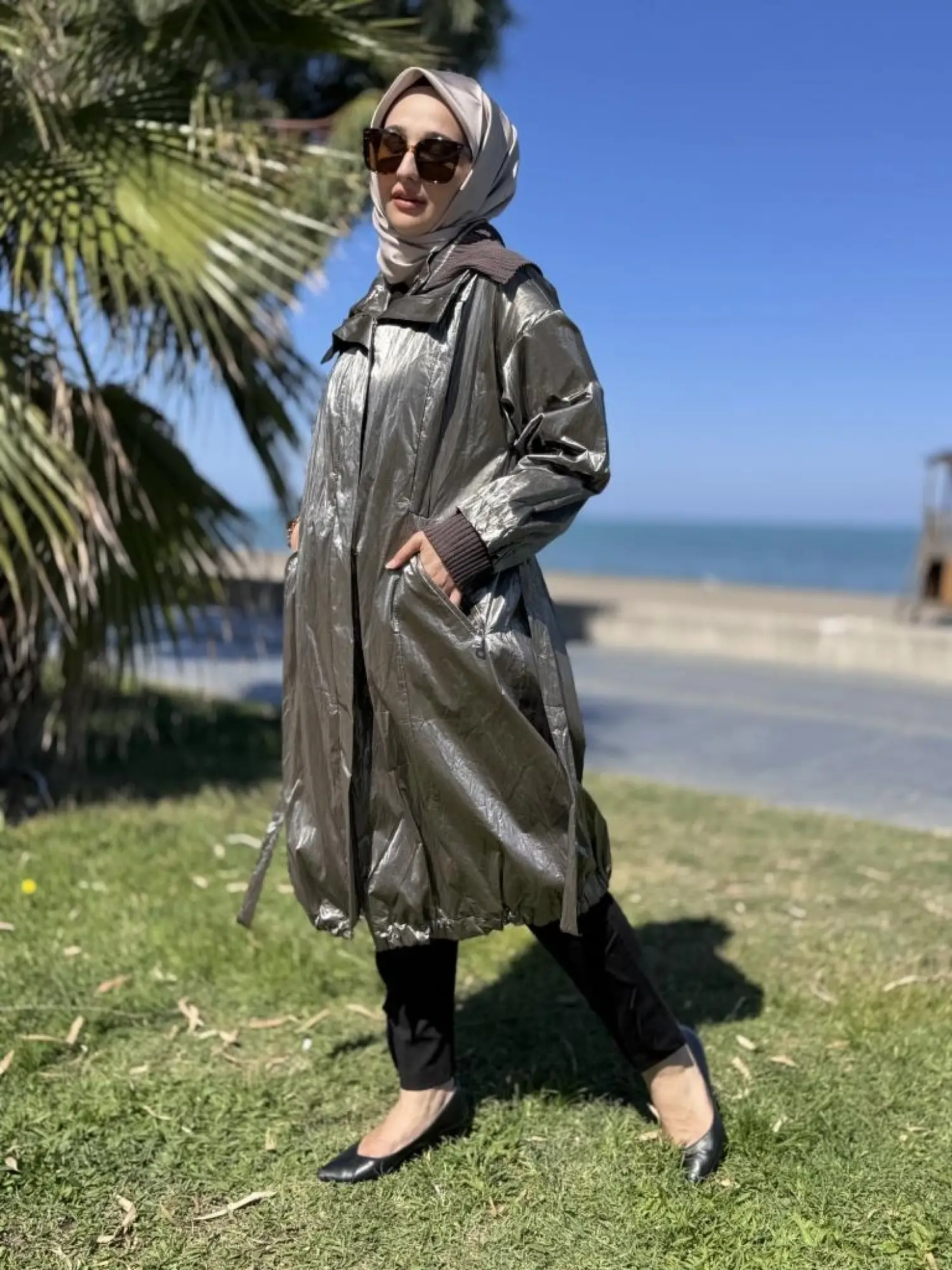 Misswhence Triko Yakalı Rugan Ara Boy Trench 38401