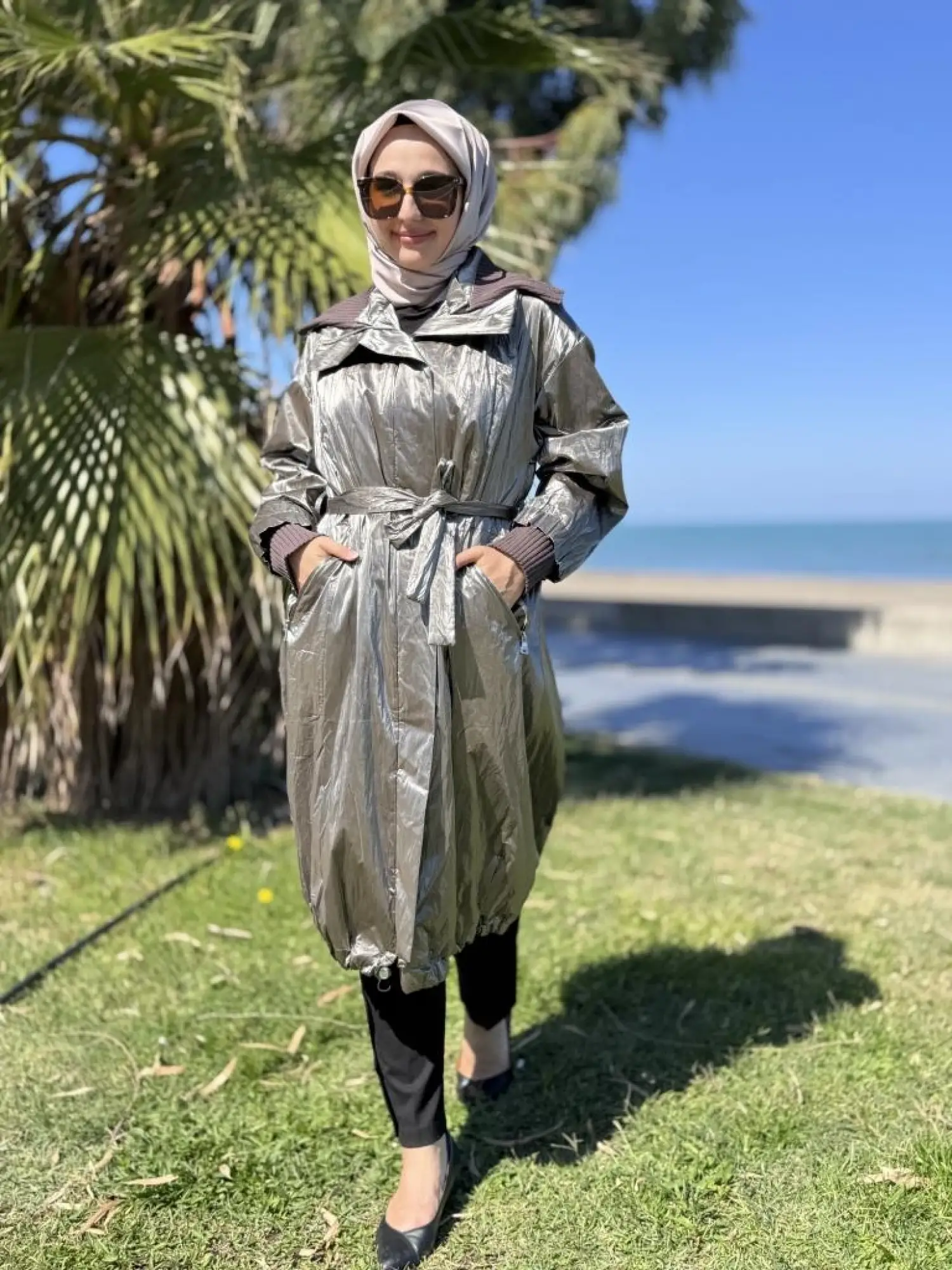 Misswhence Triko Yakalı Rugan Ara Boy Trench 38401