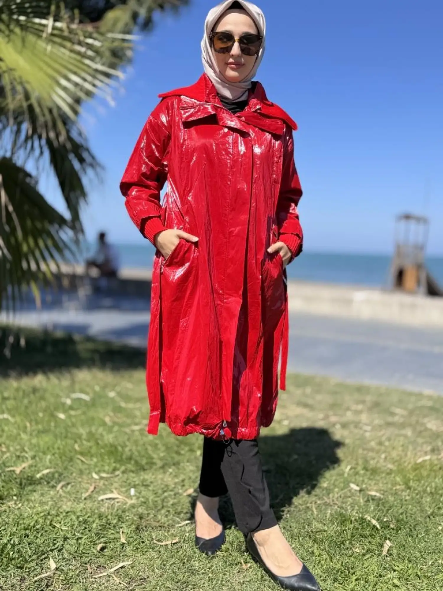 Misswhence Triko Yakalı Rugan Ara Boy Trench 38401