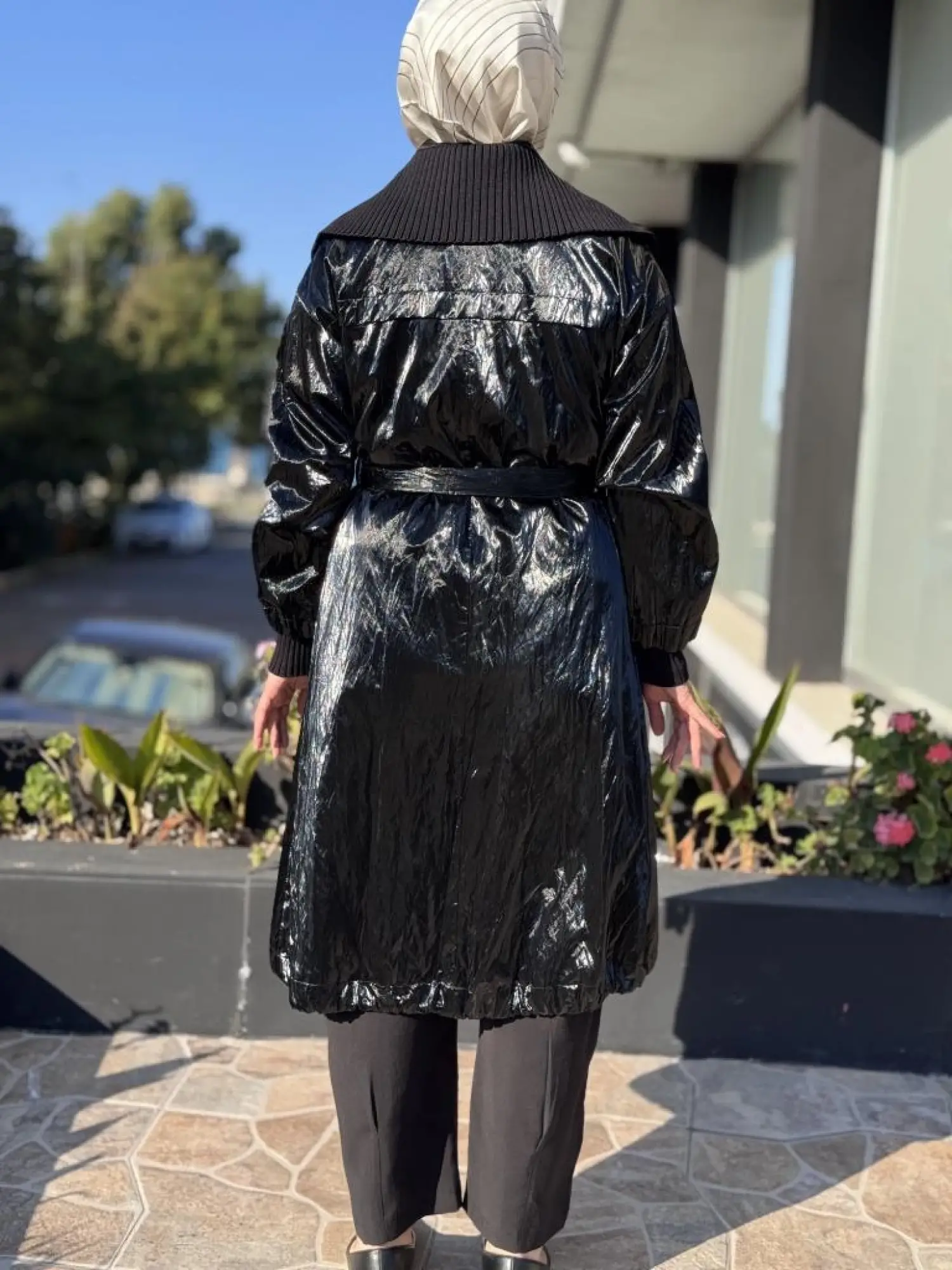 Misswhence Triko Yakalı Rugan Ara Boy Trench 38401