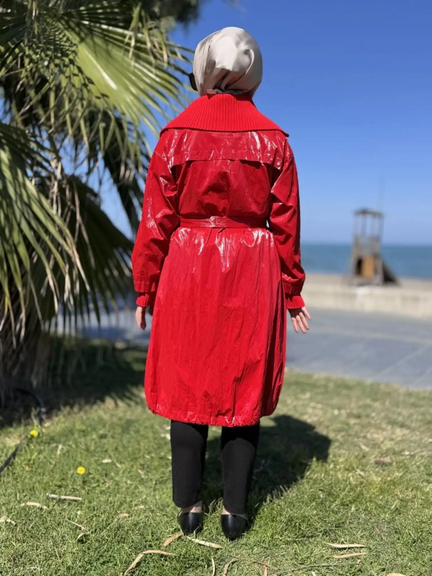 Misswhence Triko Yakalı Rugan Ara Boy Trench 38401