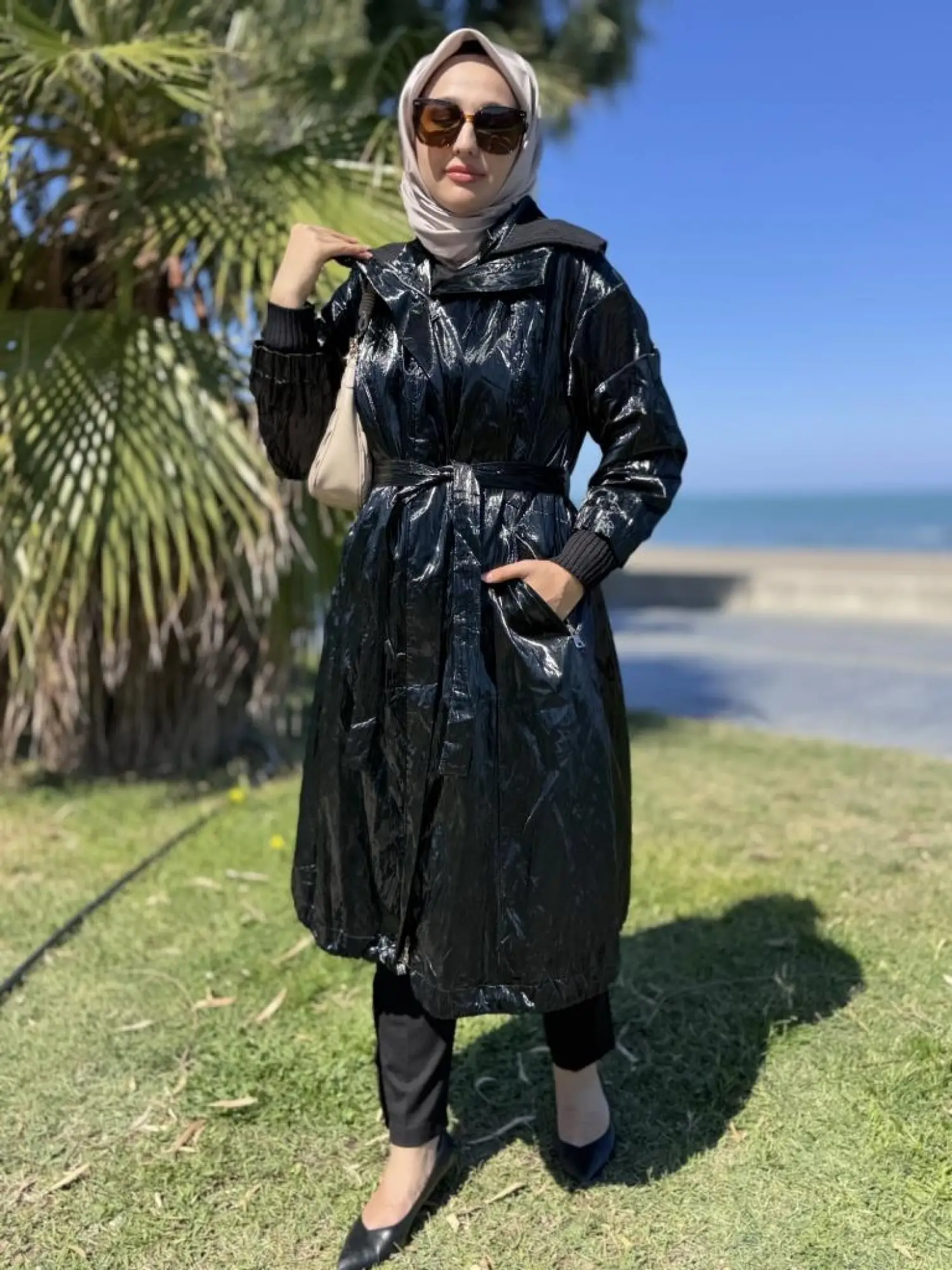 Misswhence Triko Yakalı Rugan Ara Boy Trench 38401