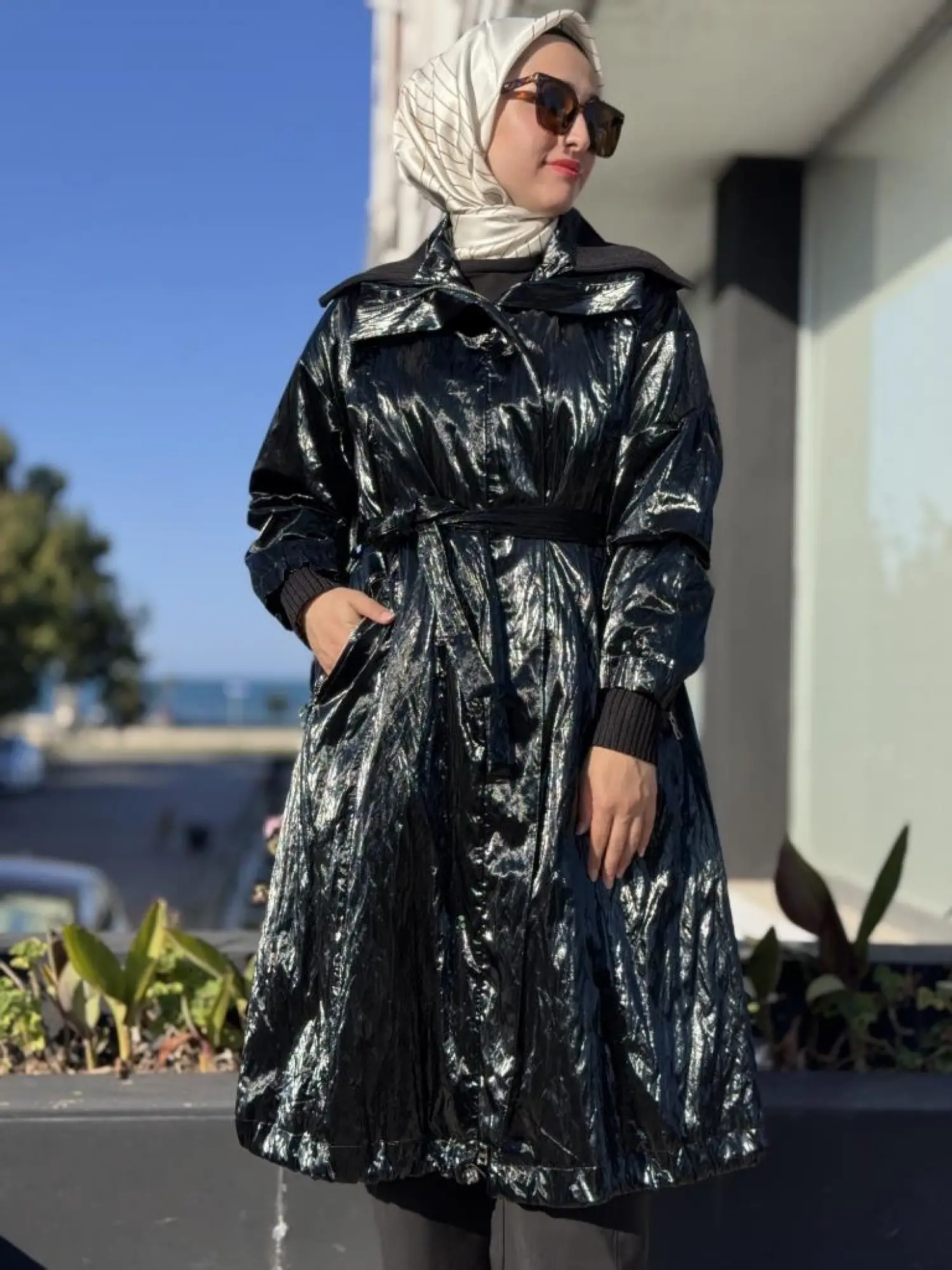 Misswhence Triko Yakalı Rugan Ara Boy Trench 38401