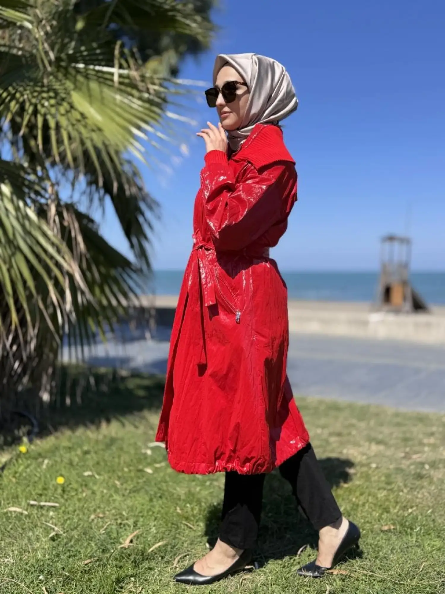 Misswhence Triko Yakalı Rugan Ara Boy Trench 38401