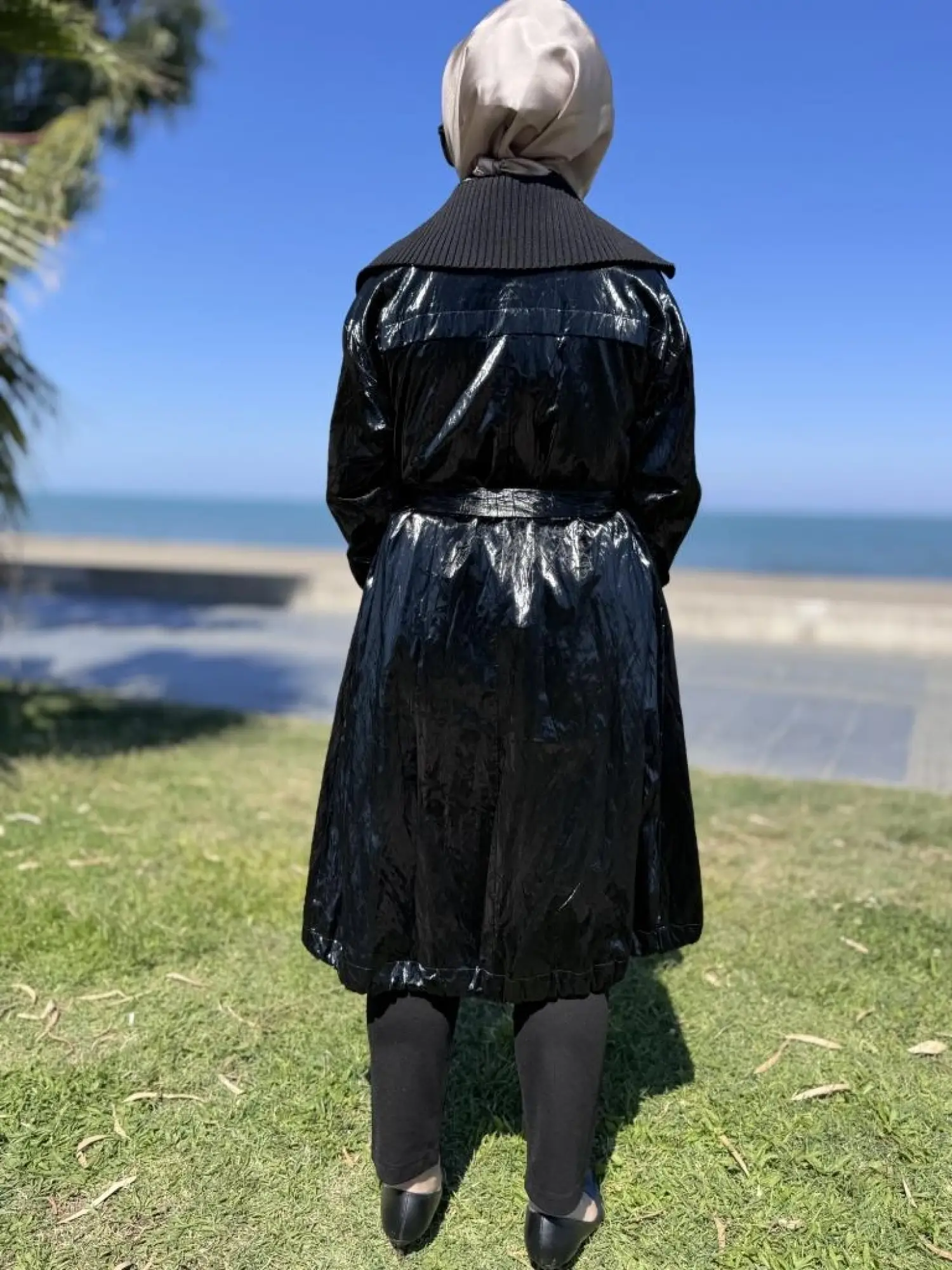 Misswhence Triko Yakalı Rugan Ara Boy Trench 38401