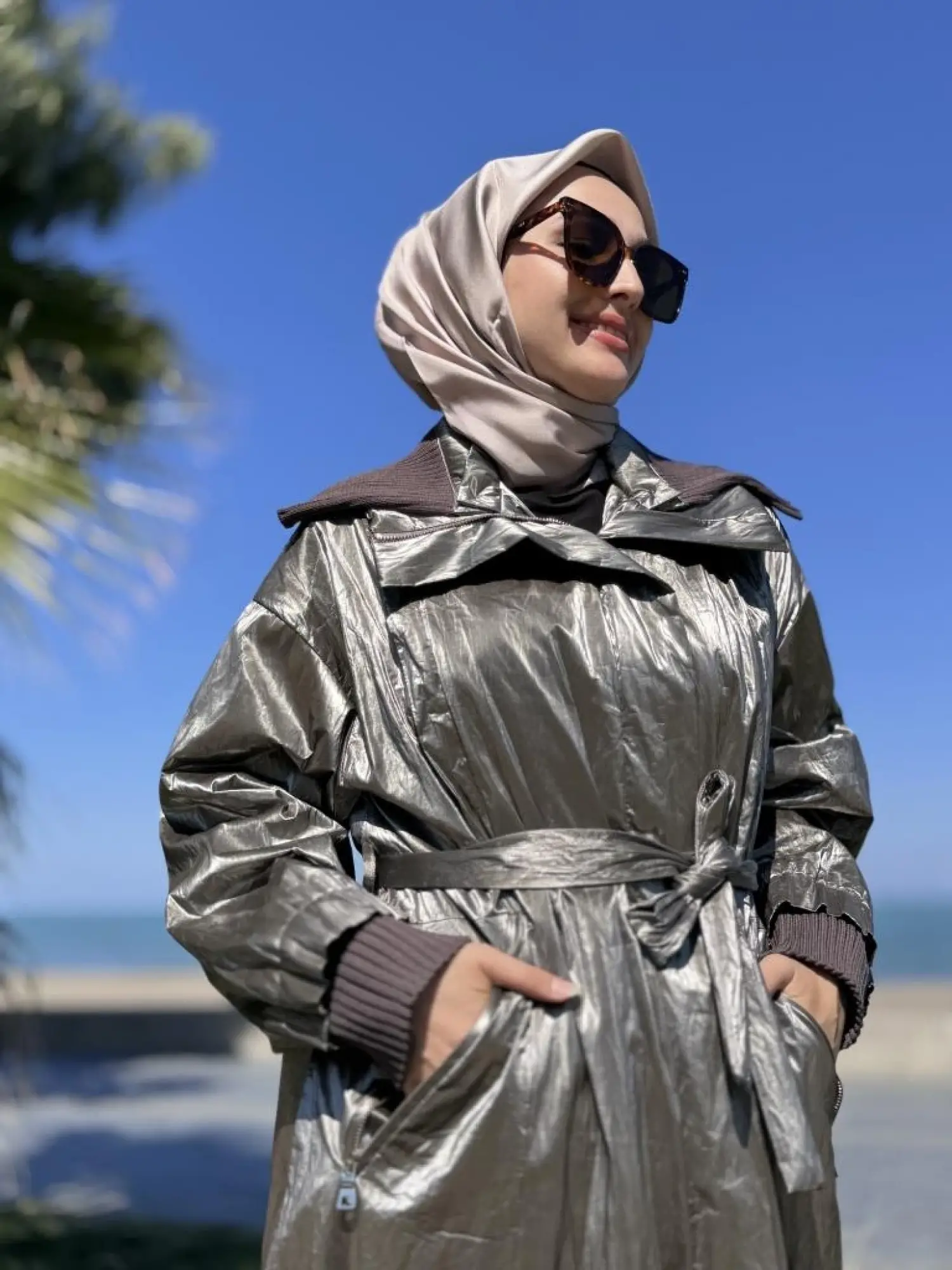 Misswhence Triko Yakalı Rugan Ara Boy Trench 38401