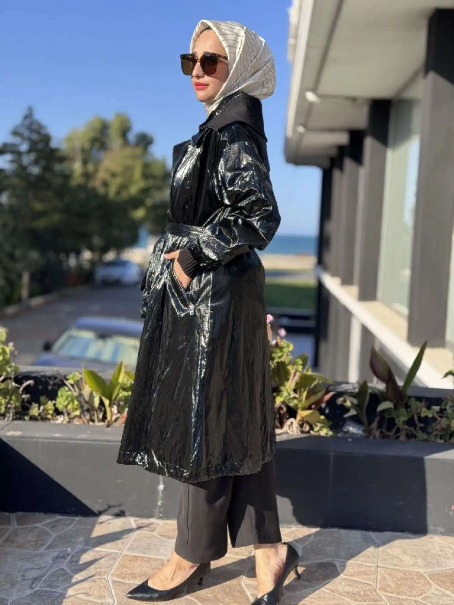 Misswhence Triko Yakalı Rugan Ara Boy Trench 38401