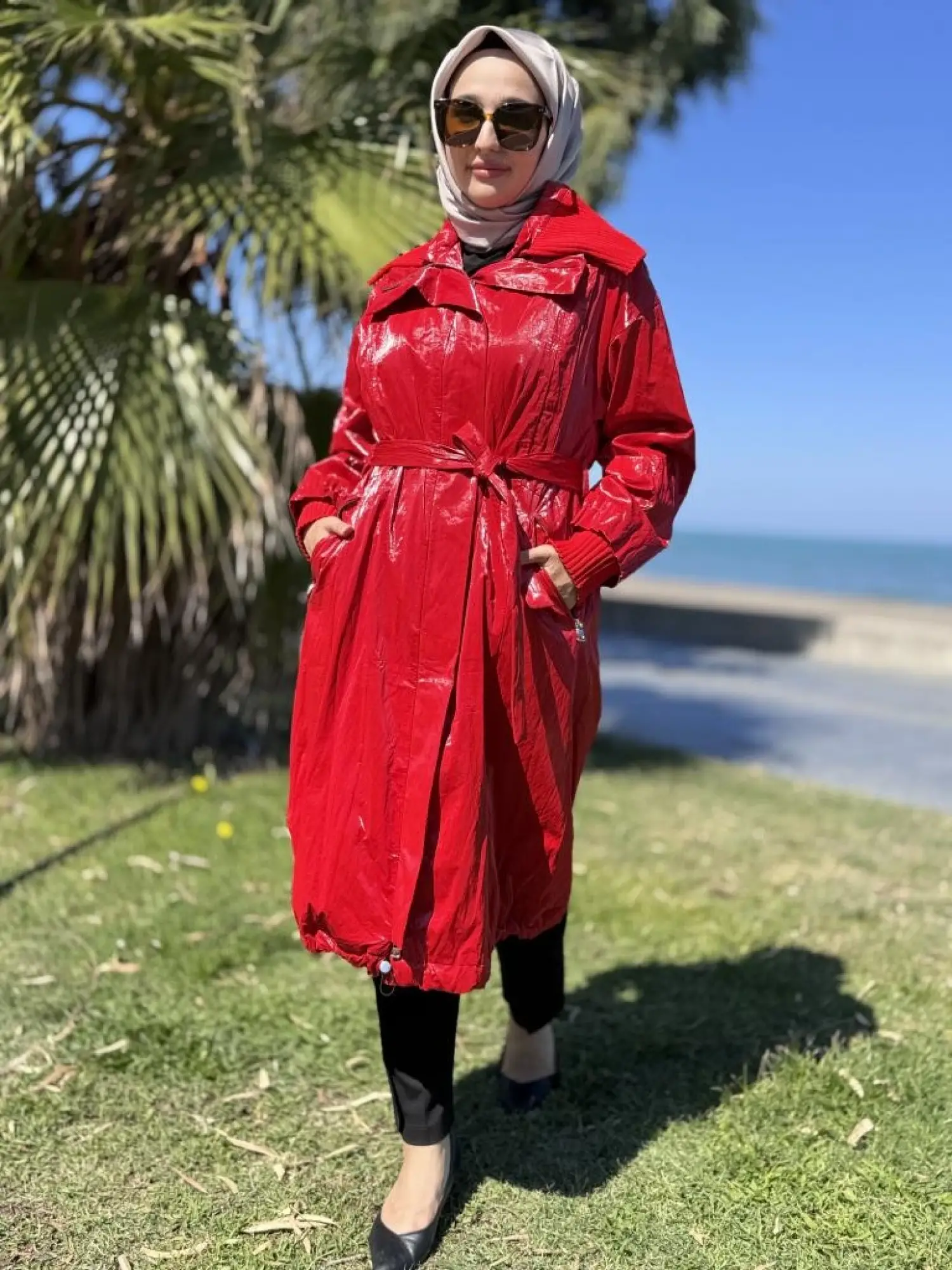 Misswhence Triko Yakalı Rugan Ara Boy Trench 38401