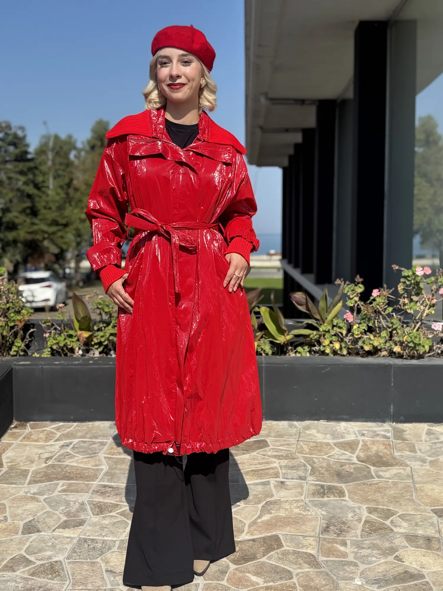 Misswhence Triko Yakalı Rugan Ara Boy Trench 38401