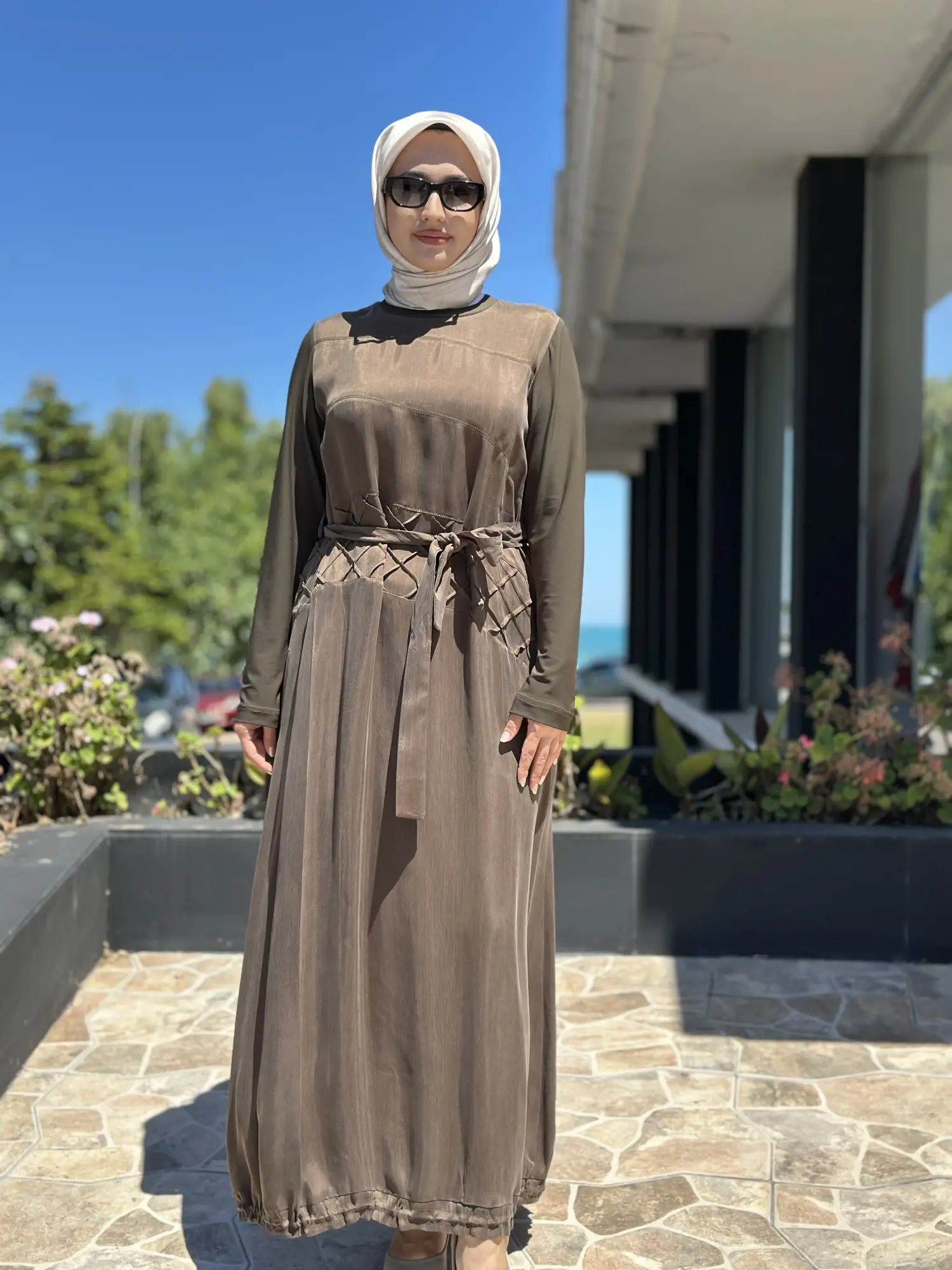 Misswhence Üç Boyutlu Dikiş Detaylı Cupra İpek Elbise 39831