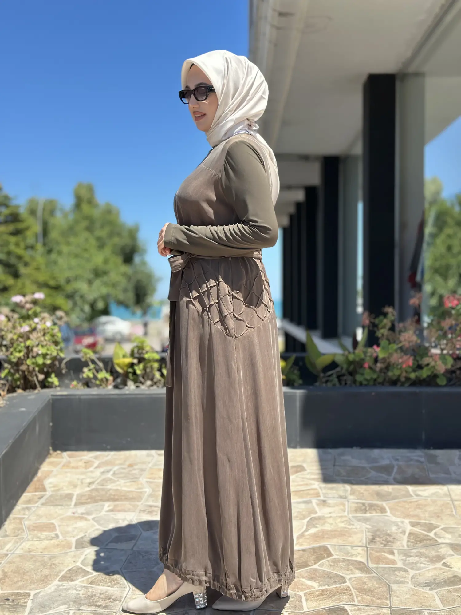 Misswhence Üç Boyutlu Dikiş Detaylı Cupra İpek Elbise 39831
