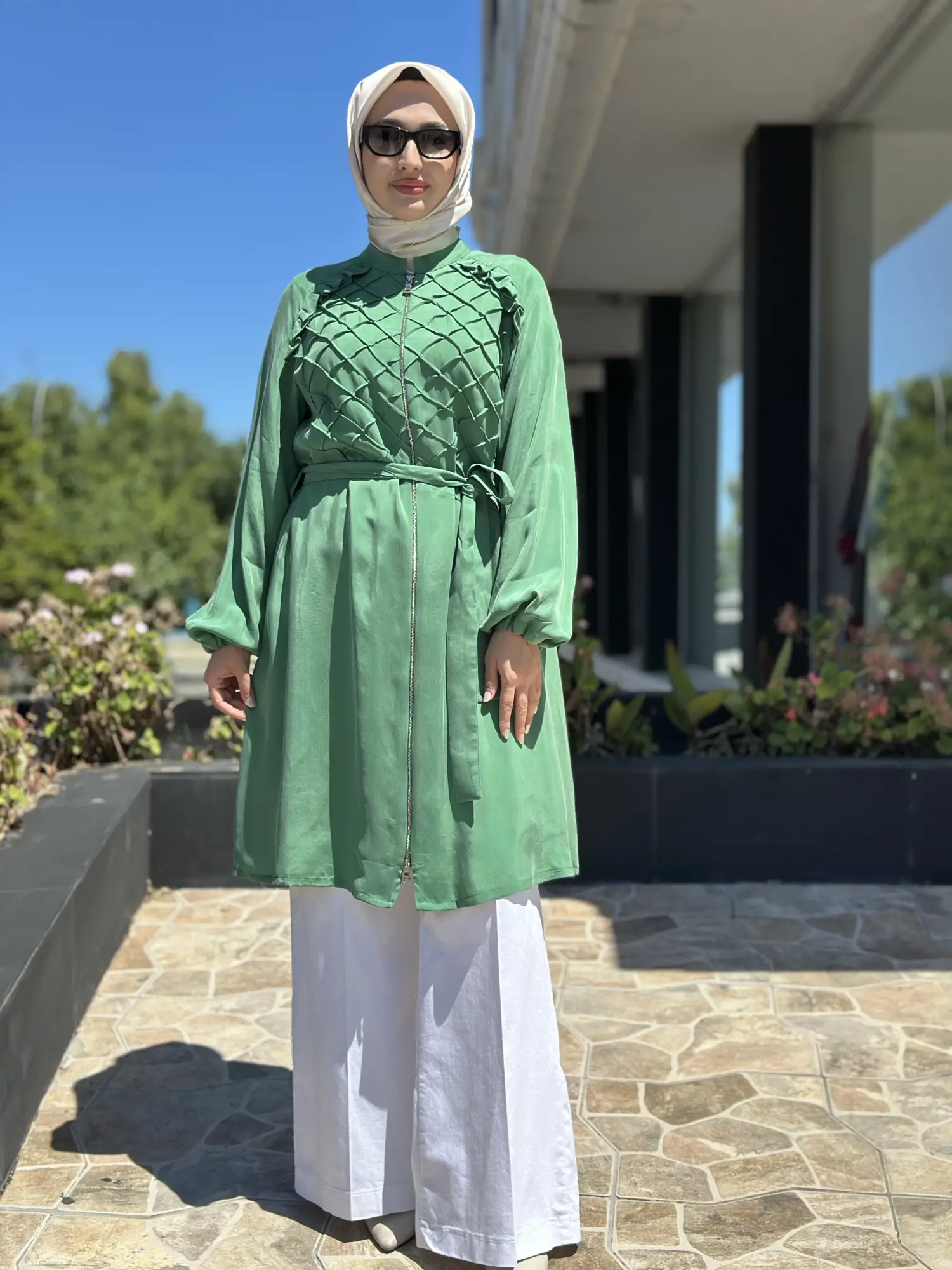 Misswhence Üç Boyutlu Dikiş Detaylı Fermuarlı Kupra İpek Kap 39407