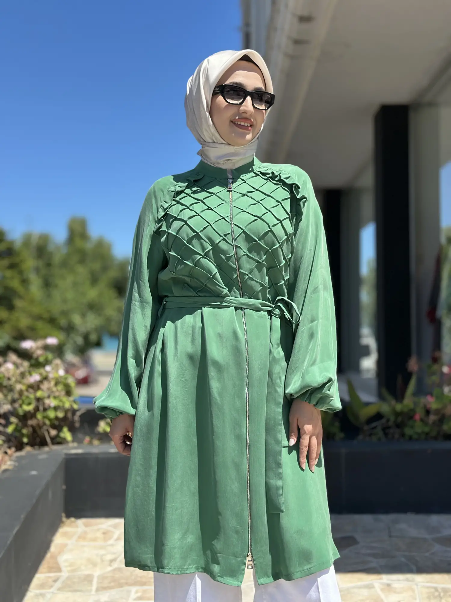 Misswhence Üç Boyutlu Dikiş Detaylı Fermuarlı Kupra İpek Kap 39407