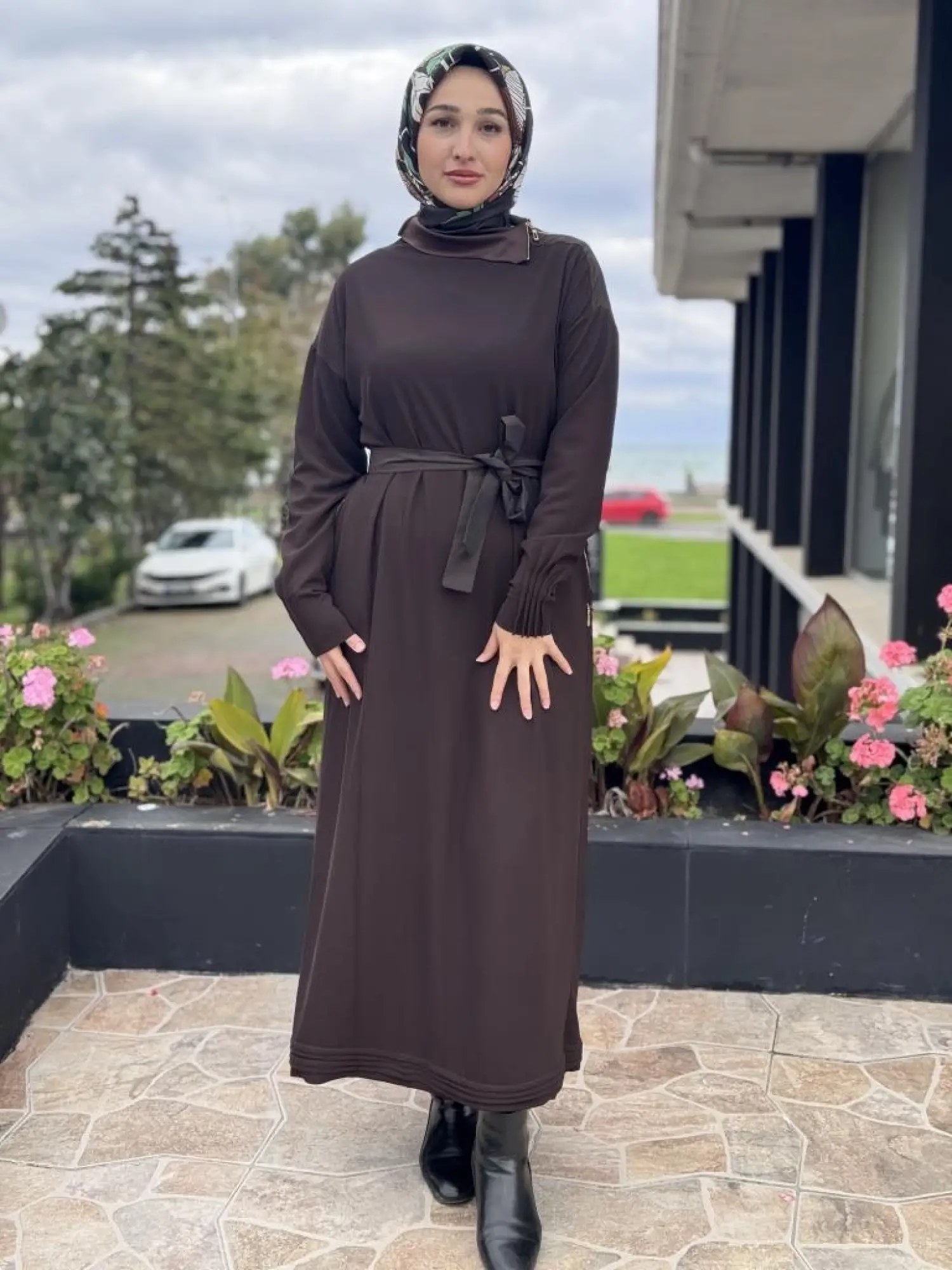 Misswhence Yaka ve Cep Fermuar Detaylı Örme Elbise 38822