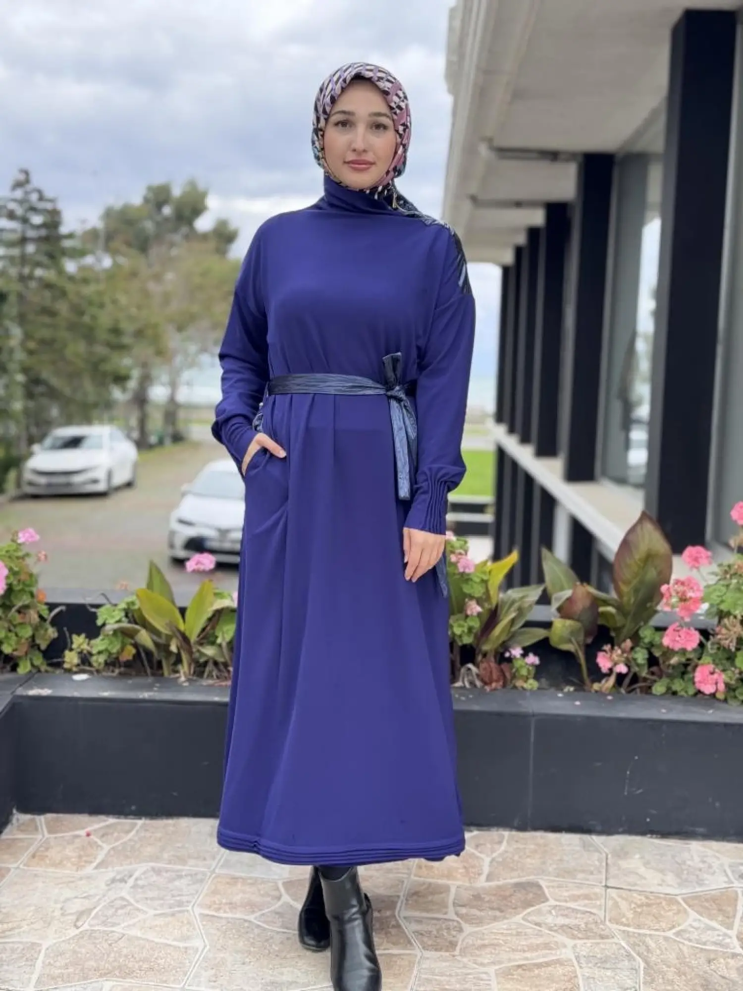 Misswhence Yaka ve Cep Fermuar Detaylı Örme Elbise 38822