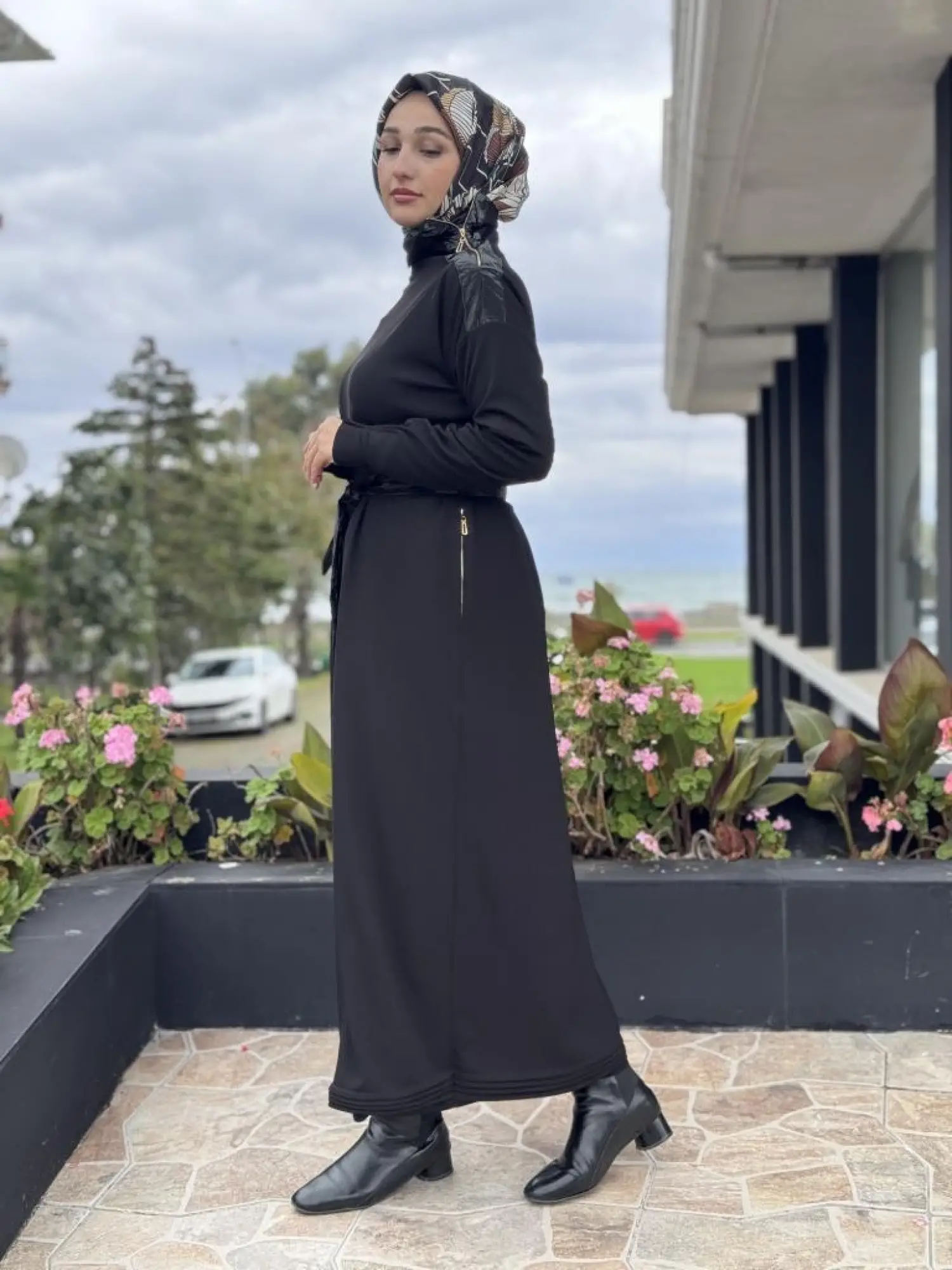 Misswhence Yaka ve Cep Fermuar Detaylı Örme Elbise 38822