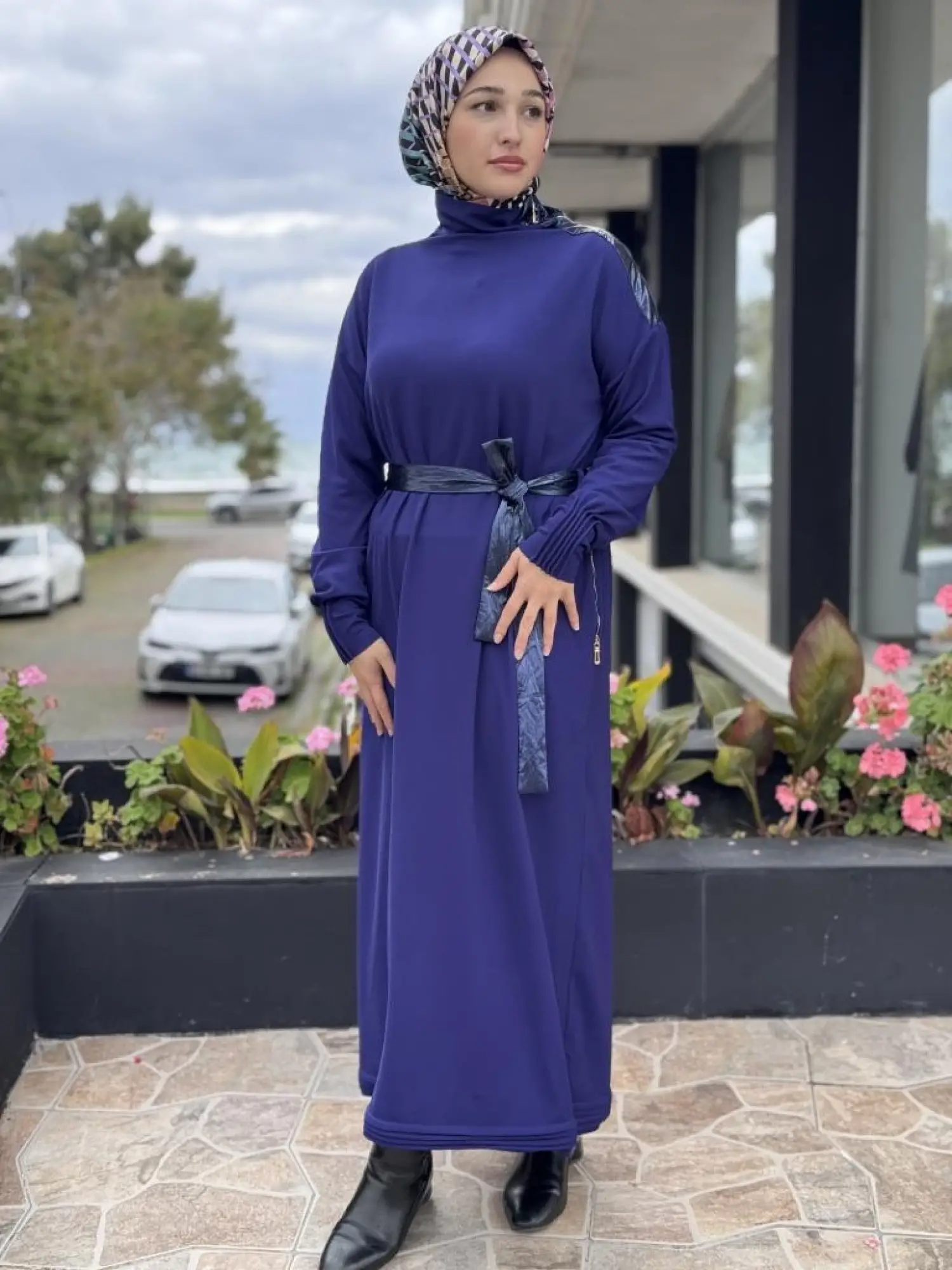 Misswhence Yaka ve Cep Fermuar Detaylı Örme Elbise 38822