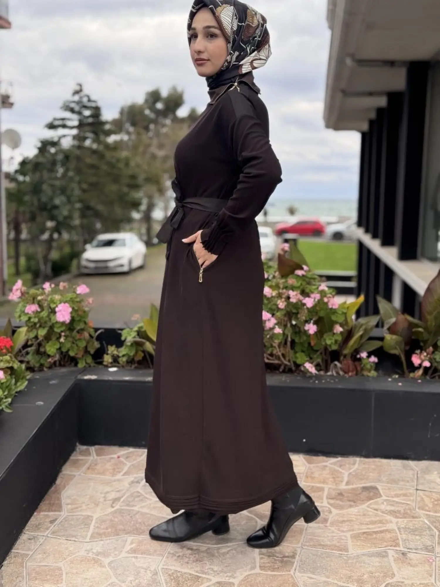 Misswhence Yaka ve Cep Fermuar Detaylı Örme Elbise 38822