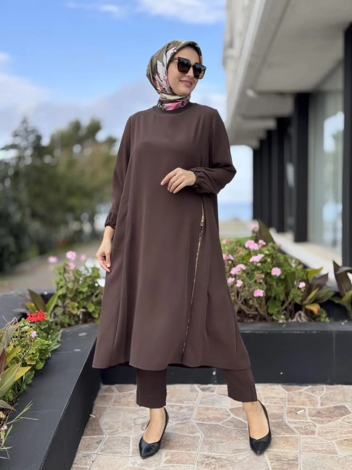 Misswhence Yandan Fermuar Detaylı Maxi Tunik Pantolon Takım 38028