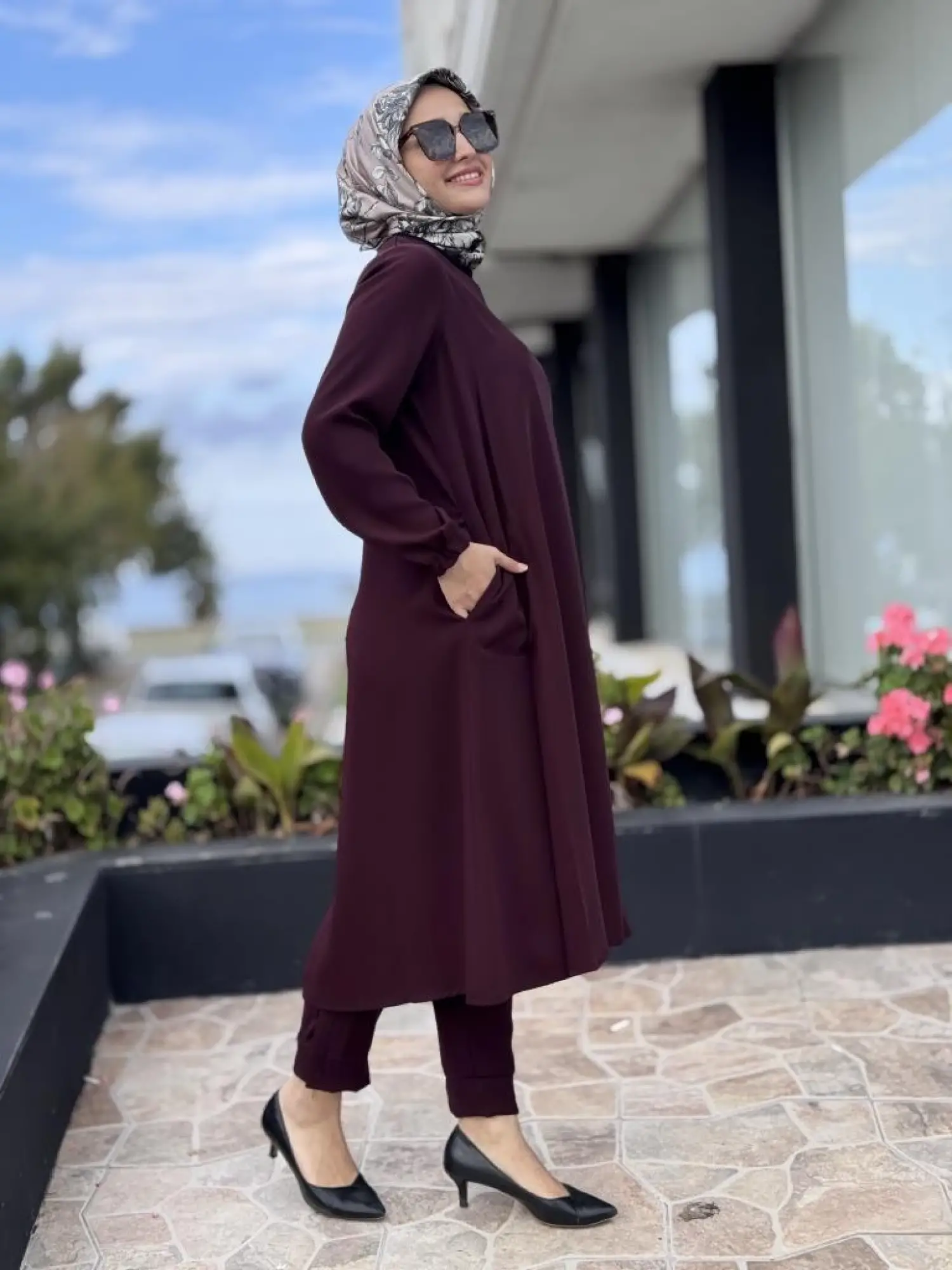 Misswhence Yandan Fermuar Detaylı Maxi Tunik Pantolon Takım 38028
