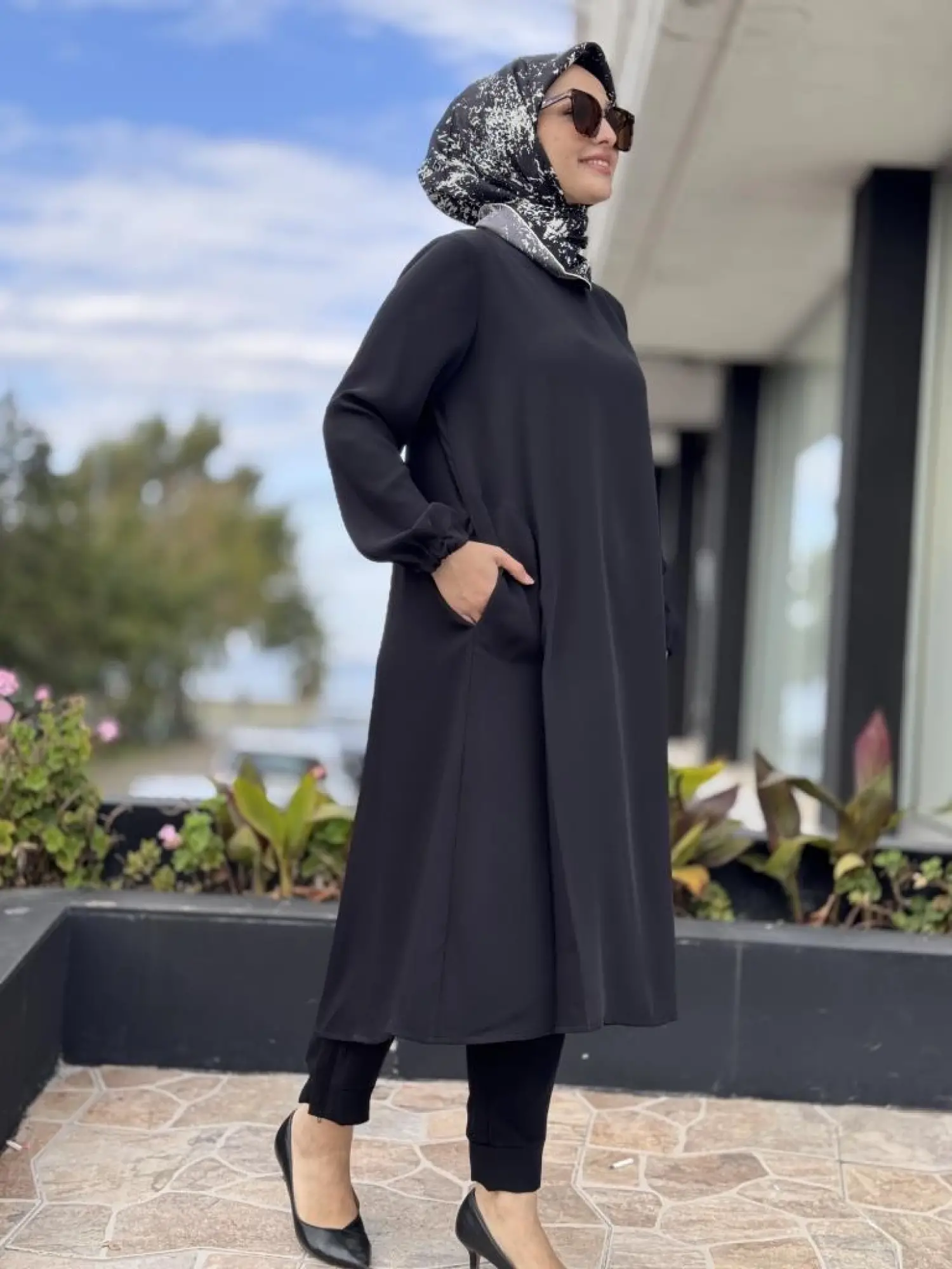 Misswhence Yandan Fermuar Detaylı Maxi Tunik Pantolon Takım 38028