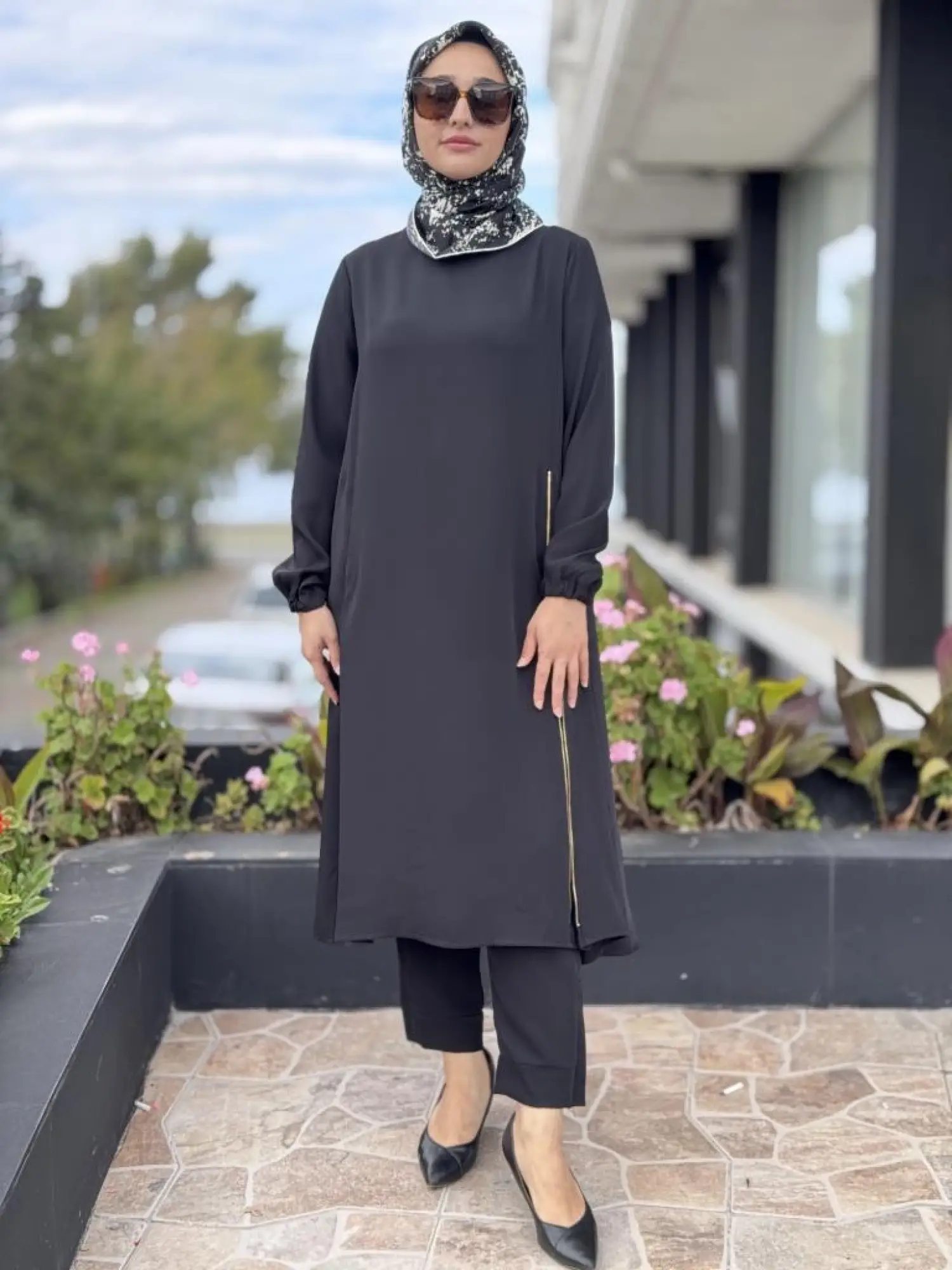 Misswhence Yandan Fermuar Detaylı Maxi Tunik Pantolon Takım 38028