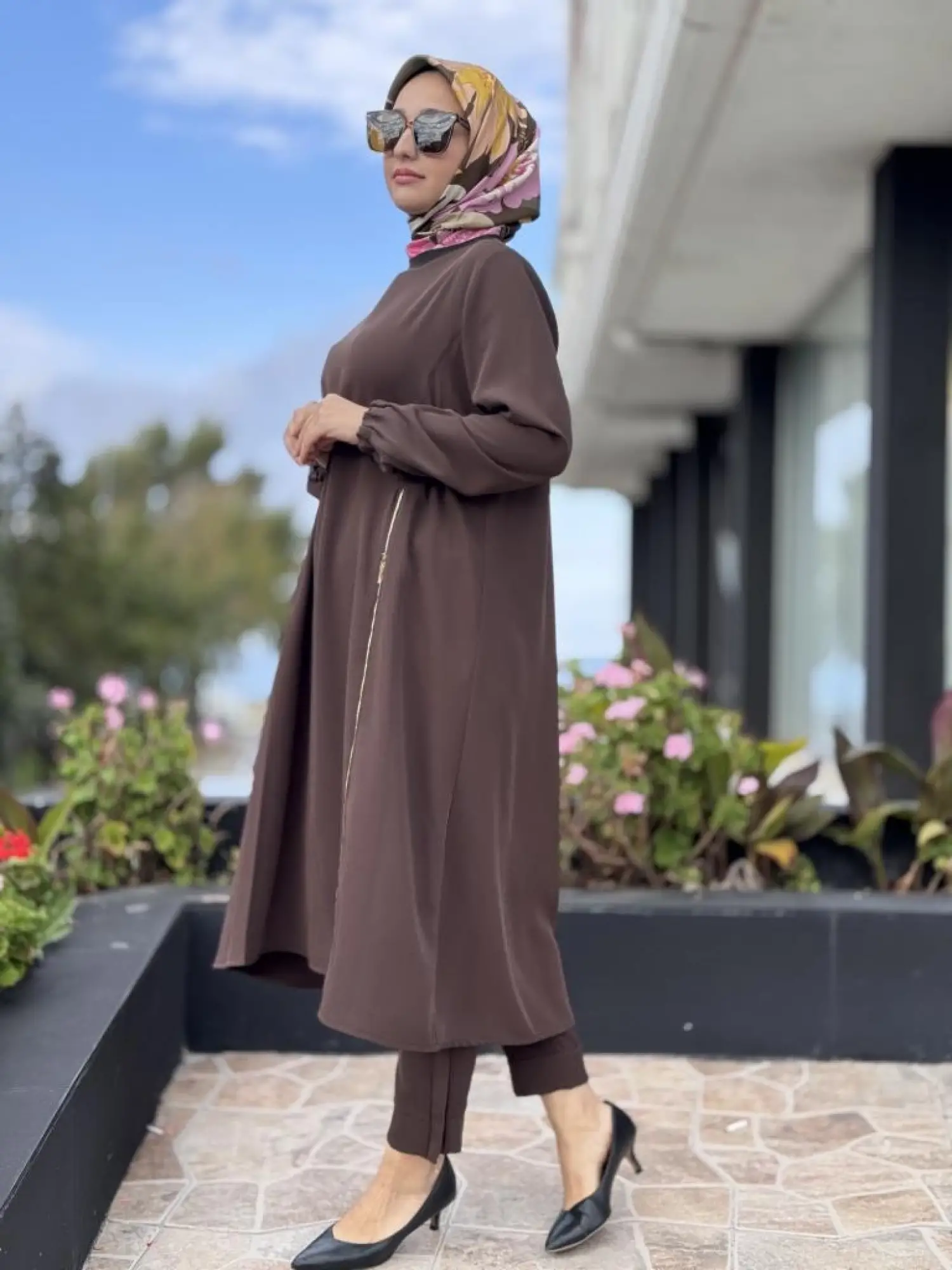 Misswhence Yandan Fermuar Detaylı Maxi Tunik Pantolon Takım 38028