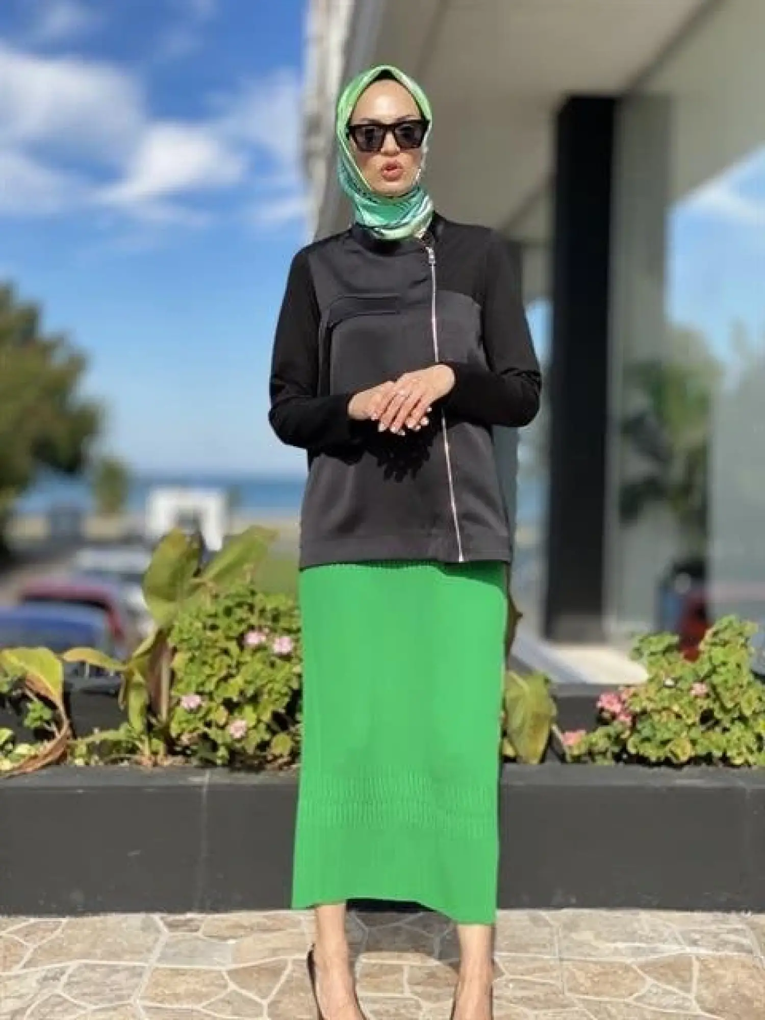 Misswhence Yandan Fermuarlı Pliseli Etek ( KİREMİT-YEŞİL VE ZÜMRÜT İÇİN GEÇERLİ)34903