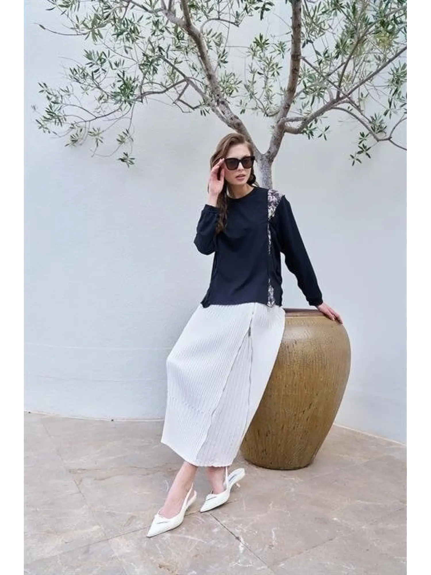 Misswhence Yandan Fermuarlı Pliseli Etek ( KİREMİT-YEŞİL VE ZÜMRÜT İÇİN GEÇERLİ)34903