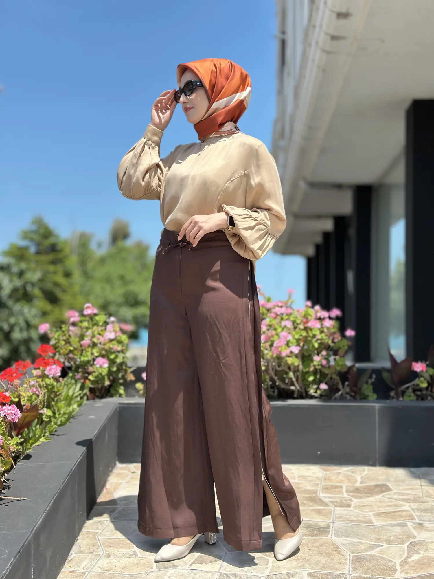 Misswhence Yanlardan Fermuar Kapama Detaylı Chanel Keten Pantolon 39114