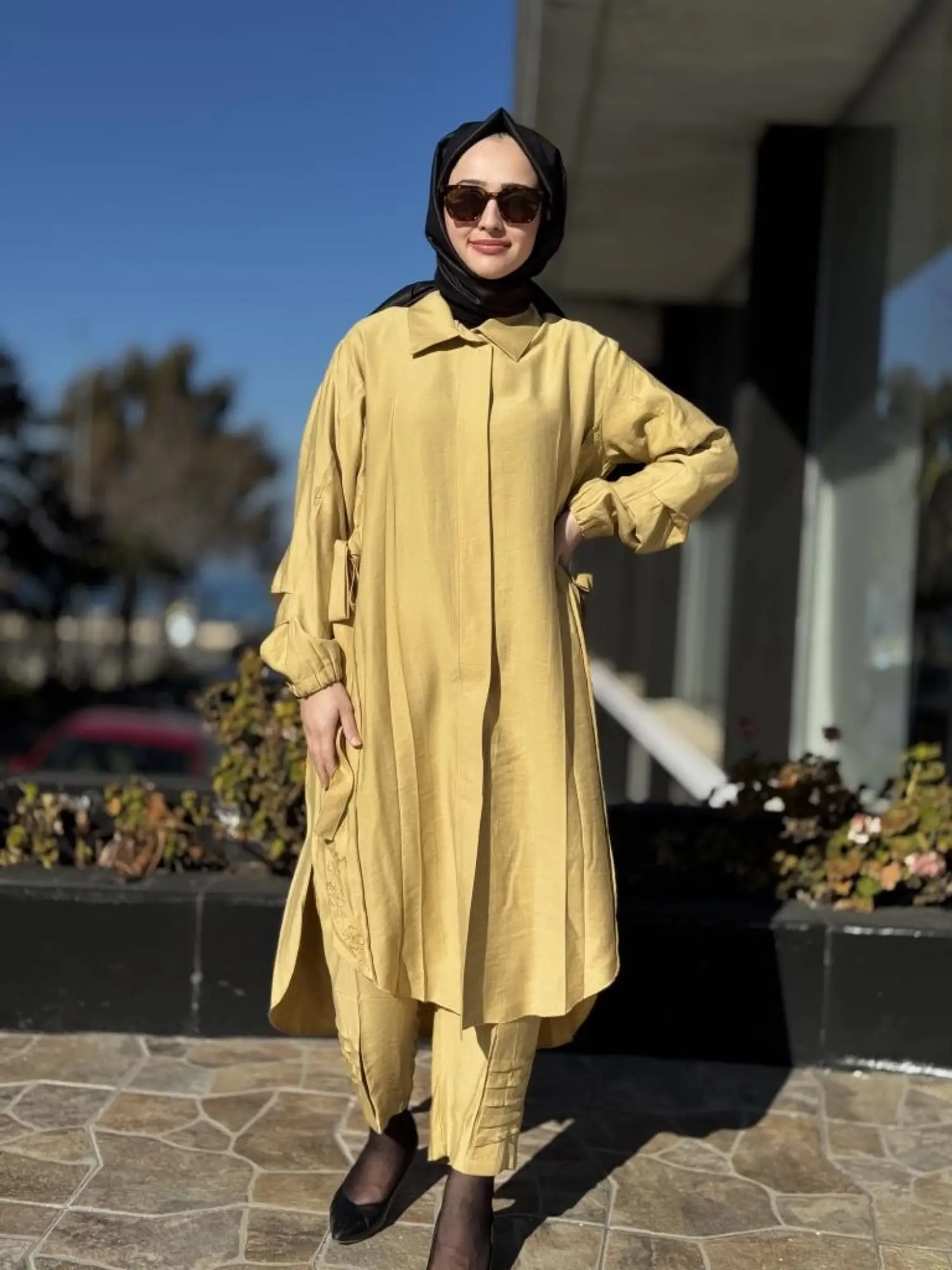 Misswhence Yanları Nakış Detaylı Gömlek Pantolon Takım 37301